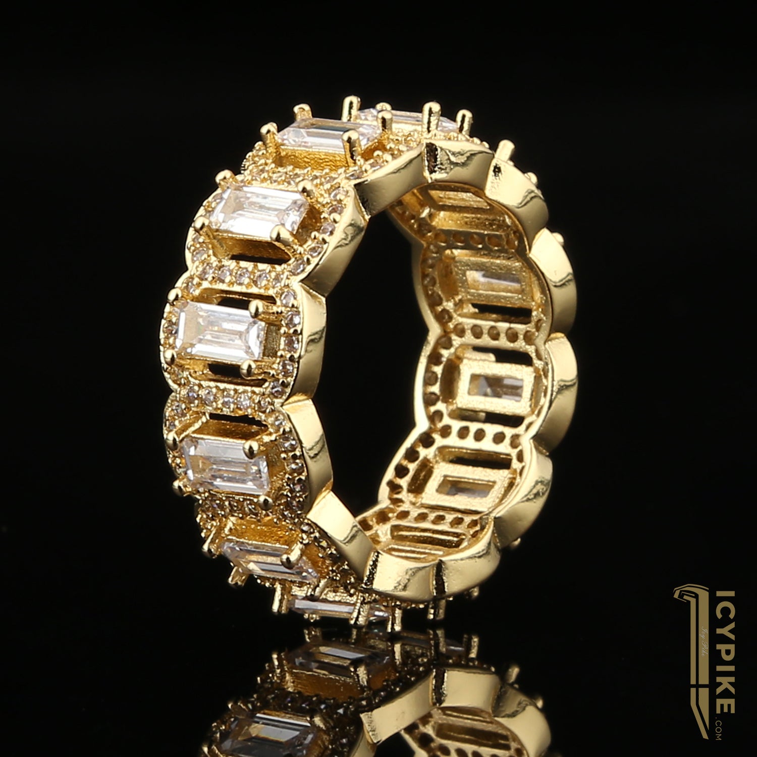14K Gold Plated Baguette Ring - {{ cuban link}} Ring