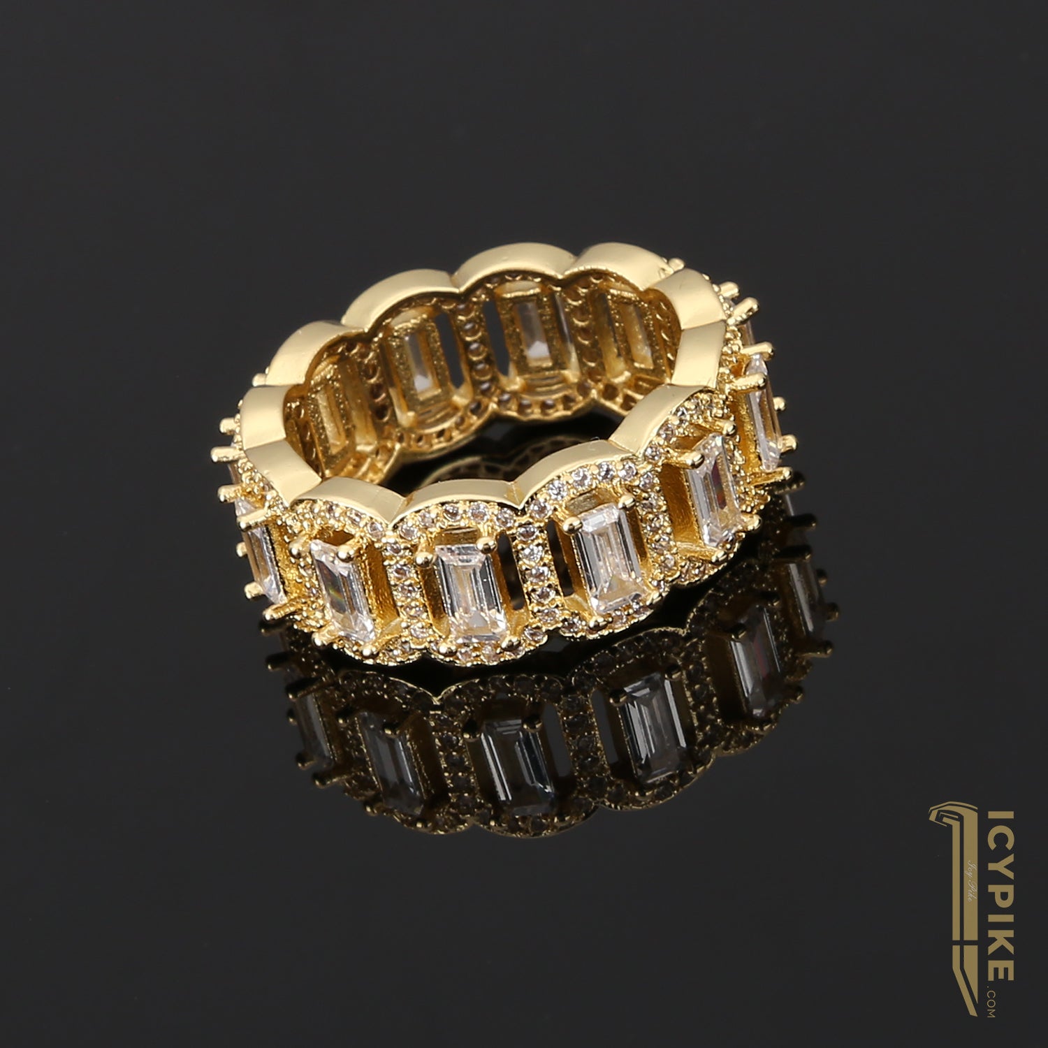 14K Gold Plated Baguette Ring - {{ cuban link}} Ring