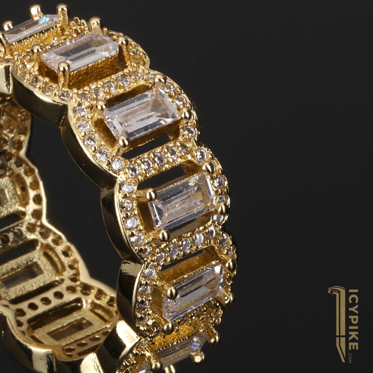14K Gold Plated Baguette Ring - {{ cuban link}} Ring