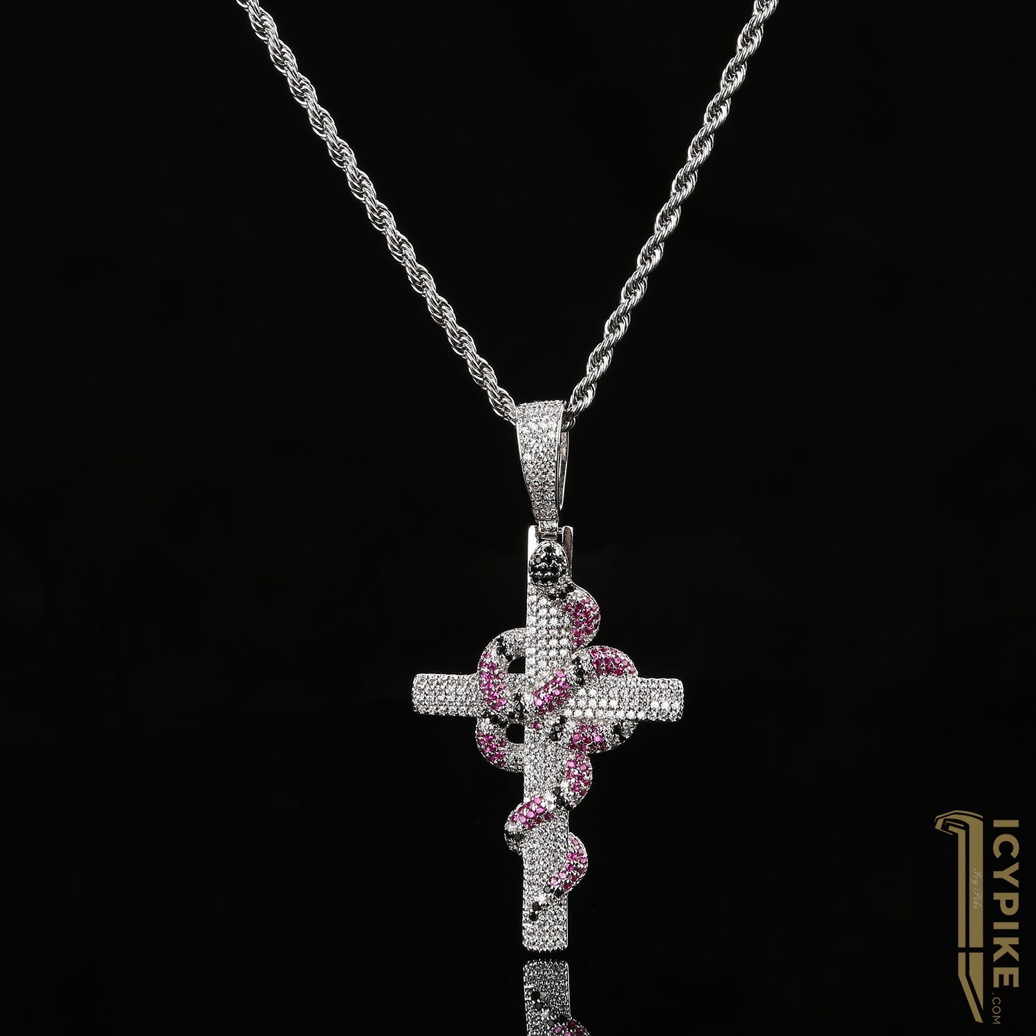 14K Gold Plated Snake Cross Pendant 70mm*35mm - {{ cuban link}} Pendant