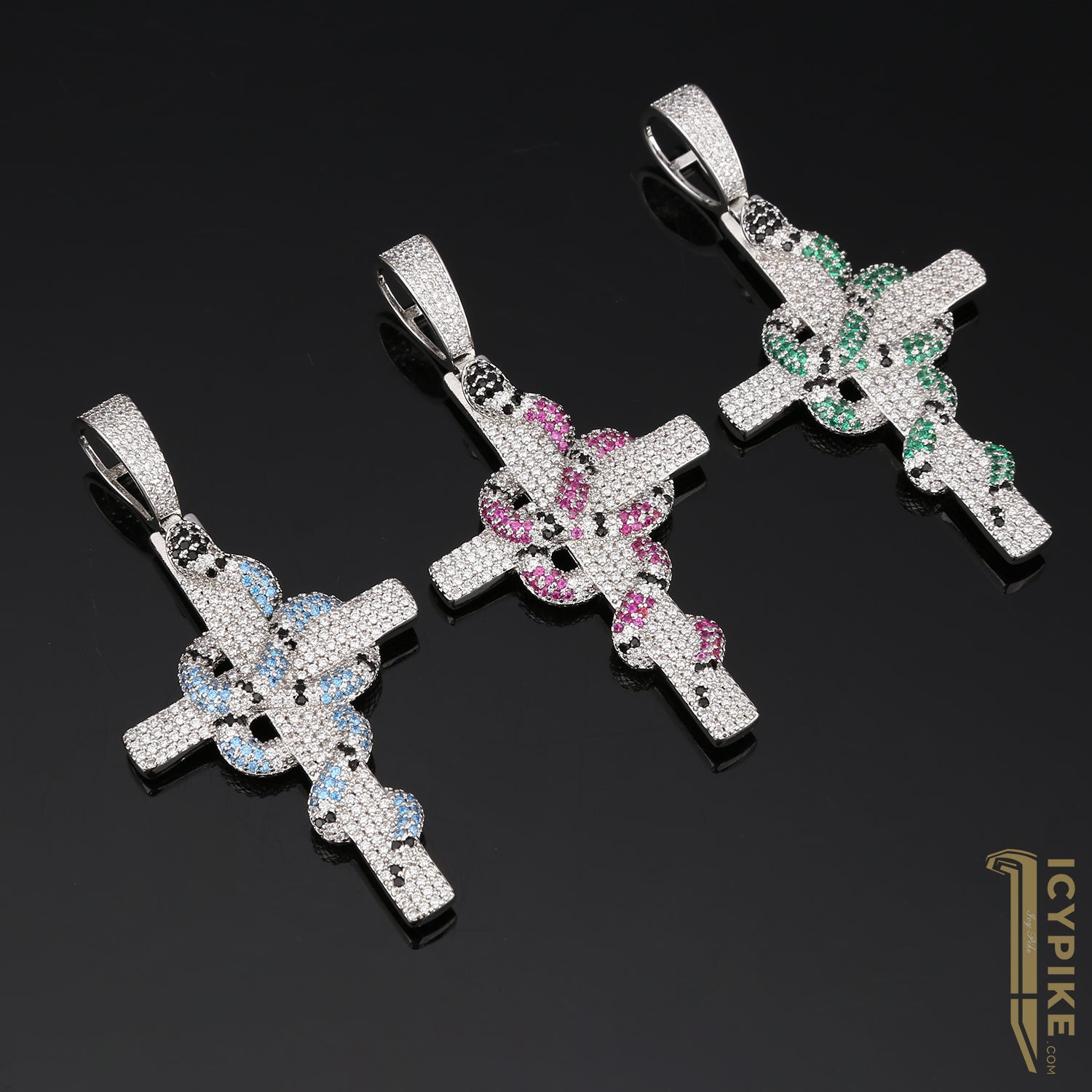 14K Gold Plated Snake Cross Pendant 70mm*35mm - {{ cuban link}} Pendant