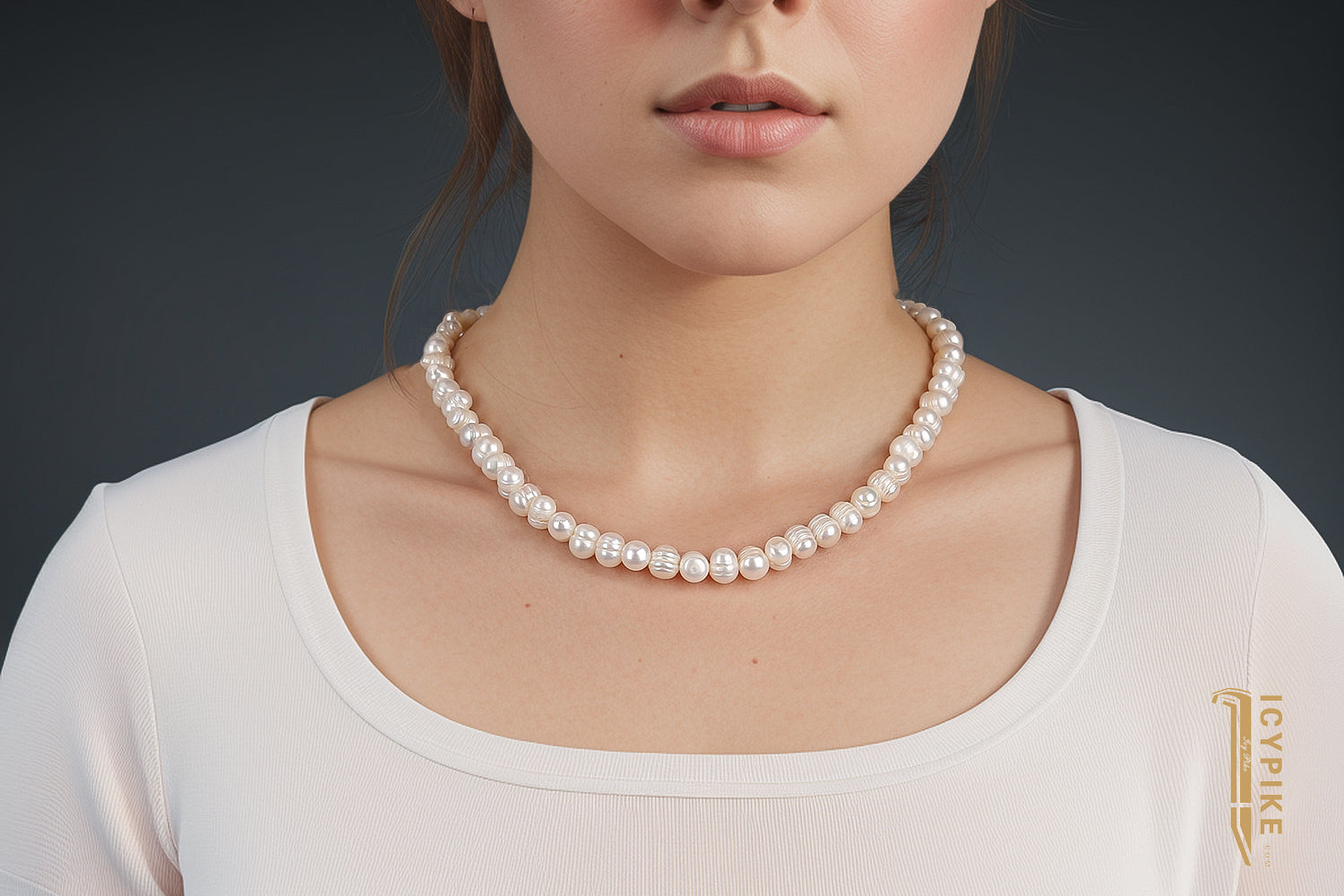 8-9mm Natural Pearl Necklace - {{ cuban link}} Chain