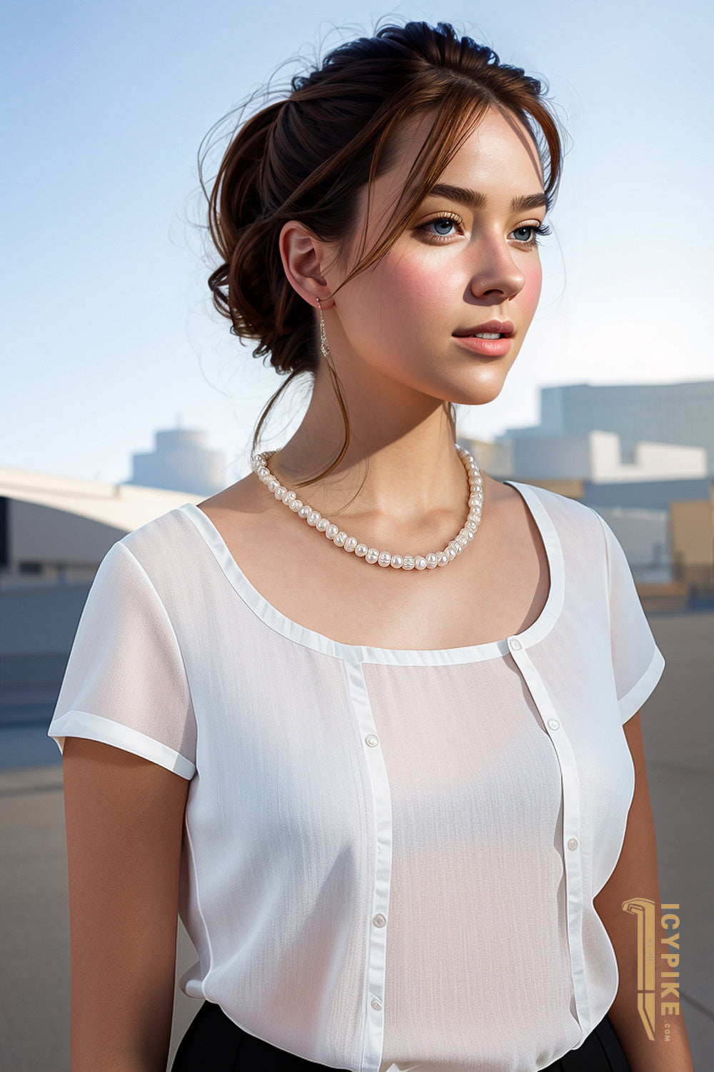 8-9mm Natural Pearl Necklace - {{ cuban link}} Chain