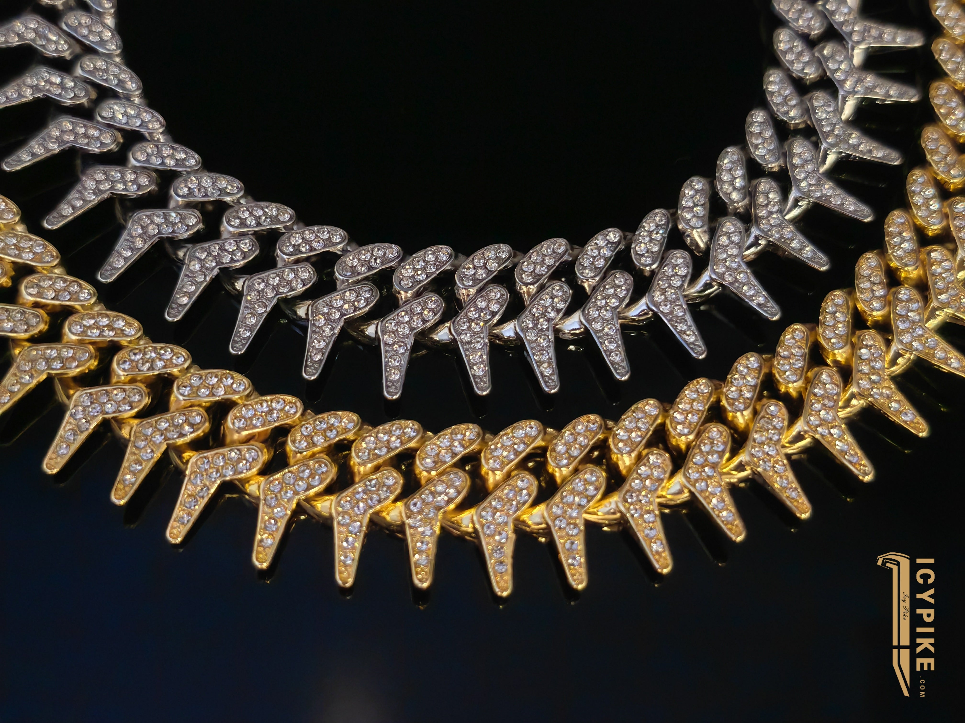 20mm Gold Plated Fish Bone Cuban Link Chain - {{ cuban link}} Chain
