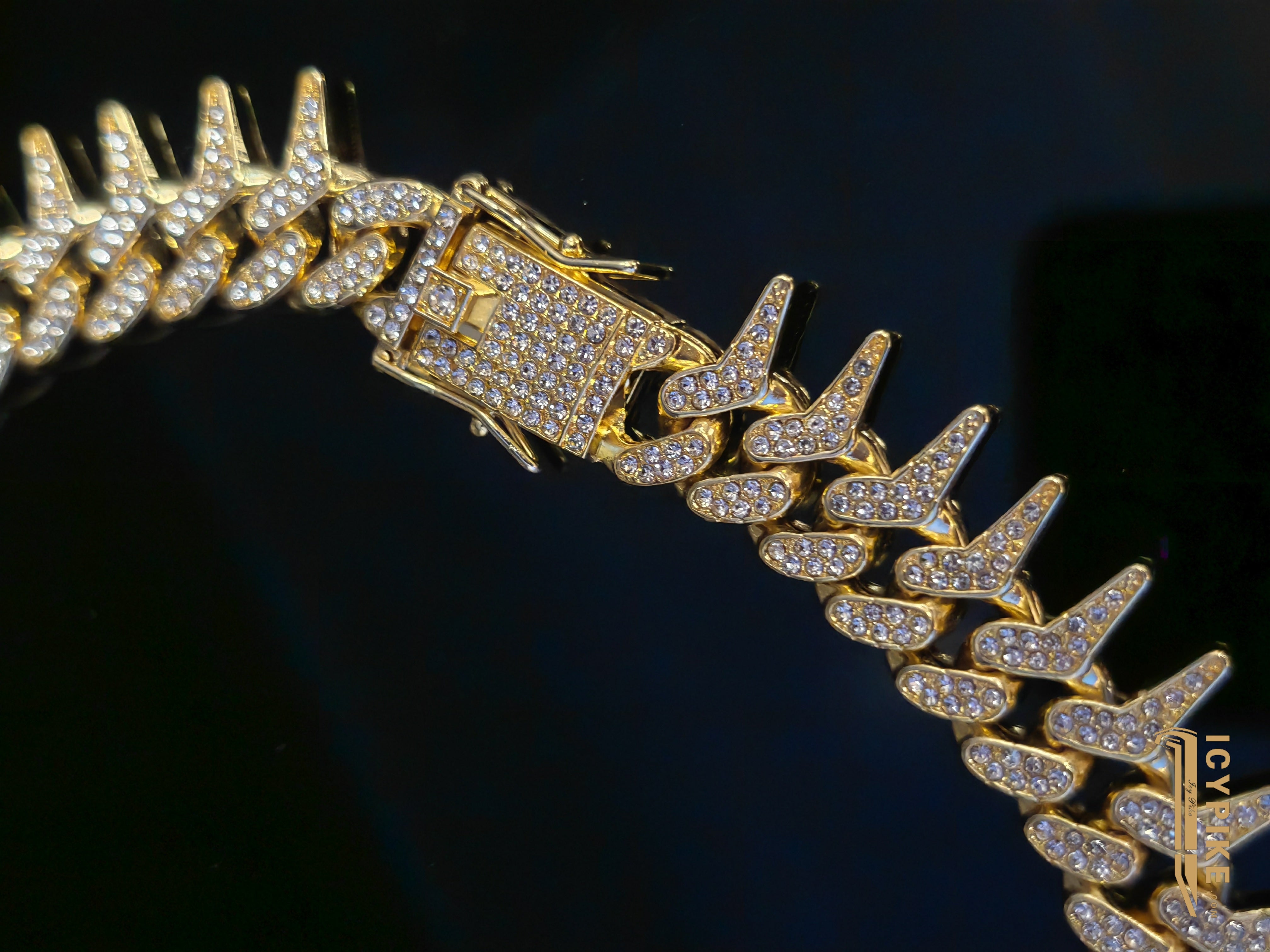 20mm Gold Plated Fish Bone Cuban Link Chain - {{ cuban link}} Chain