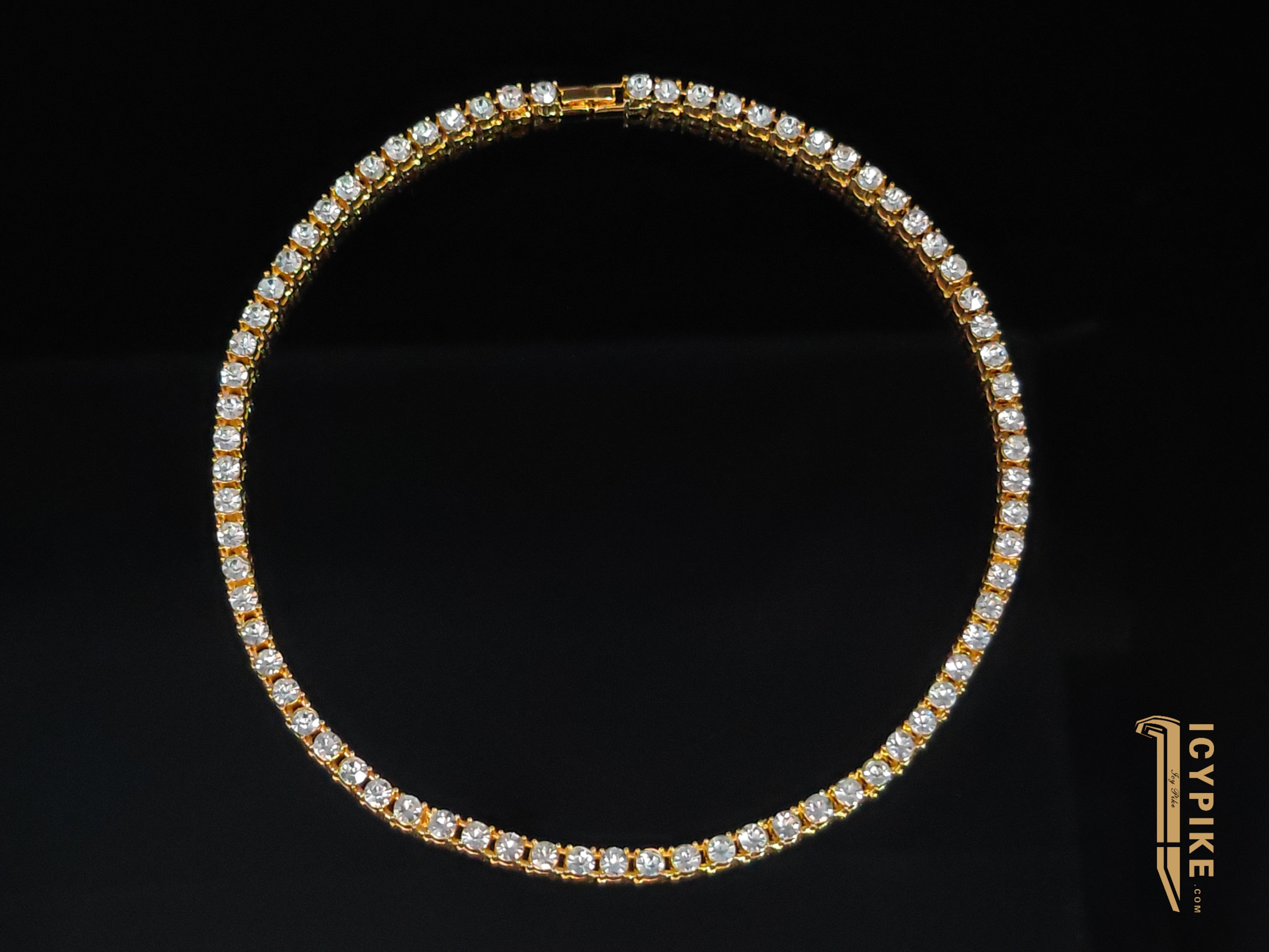 5mm Gold Plated Tennis Necklace - {{ cuban link}} Chain