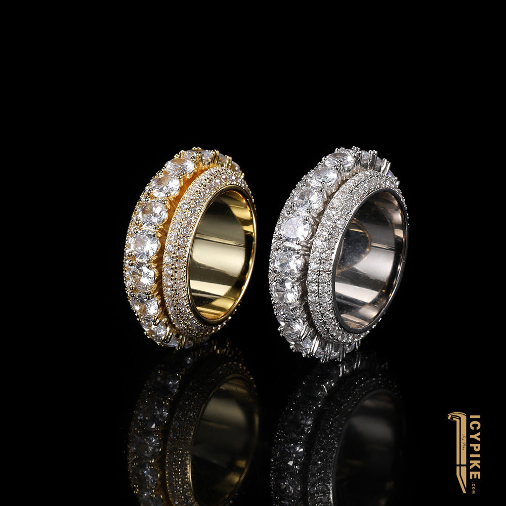 18K Gold Plated Five Rows Full Set Ring - {{ cuban link}} Ring