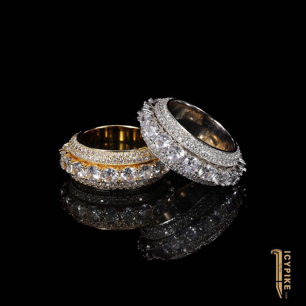 18K Gold Plated Five Rows Full Set Ring - {{ cuban link}} Ring