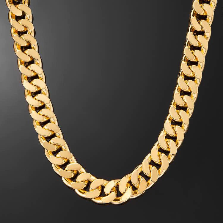 20mm 18K Gold Plated Blue Iced Cuban Chain