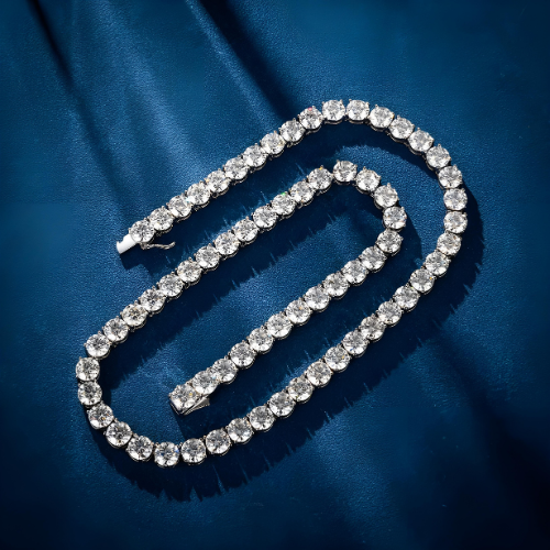8MM BIG CUBE MOISSANITE TENNIS CHAIN NECKLACE