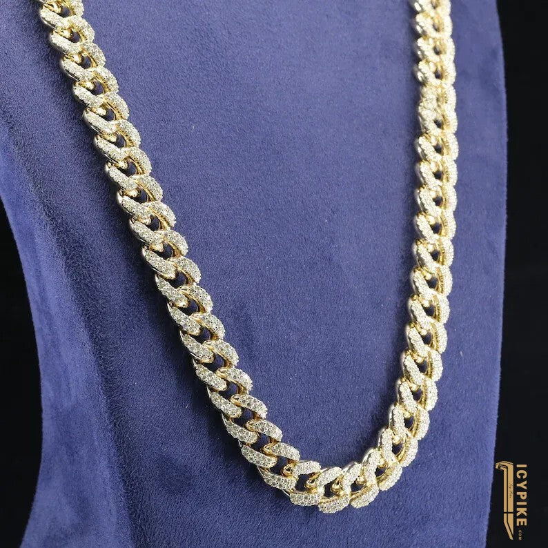Custom Moissanite Cuban Link Chain Mens Cuban Chain Solid Gold Men's VVS Moissanite Chain Hip-hop Jewelry Men's Chain Necklace - {{ cuban link}} Chain