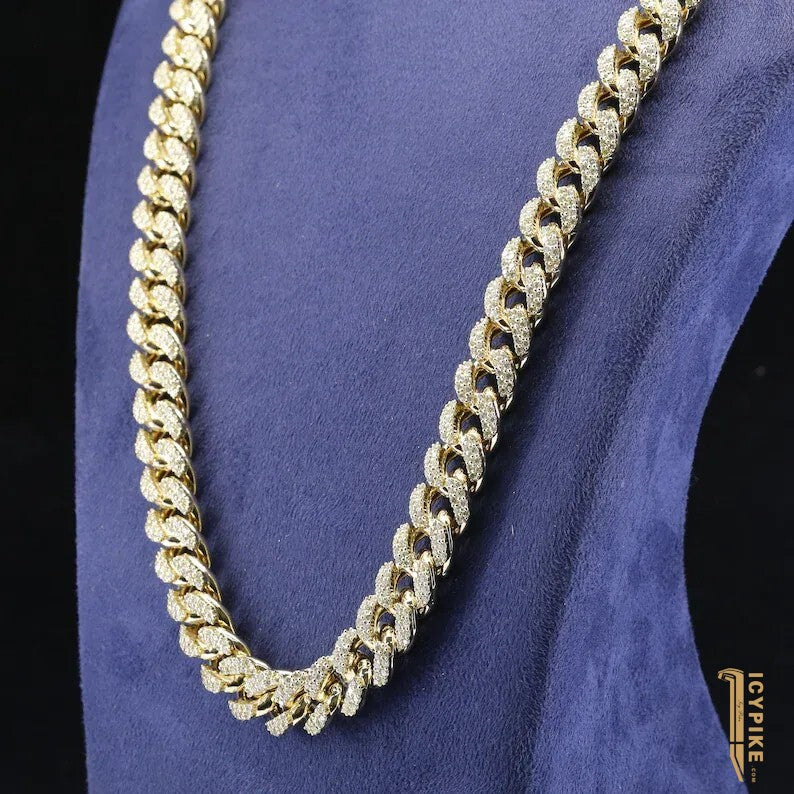 Custom Moissanite Cuban Link Chain Mens Cuban Chain Solid Gold Men's VVS Moissanite Chain Hip-hop Jewelry Men's Chain Necklace - {{ cuban link}} Chain