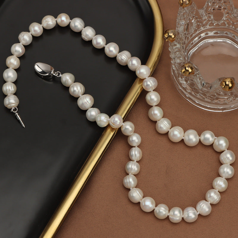 8-9MM NATURAL PEAR NECKLACE - {{ cuban link}} Chain