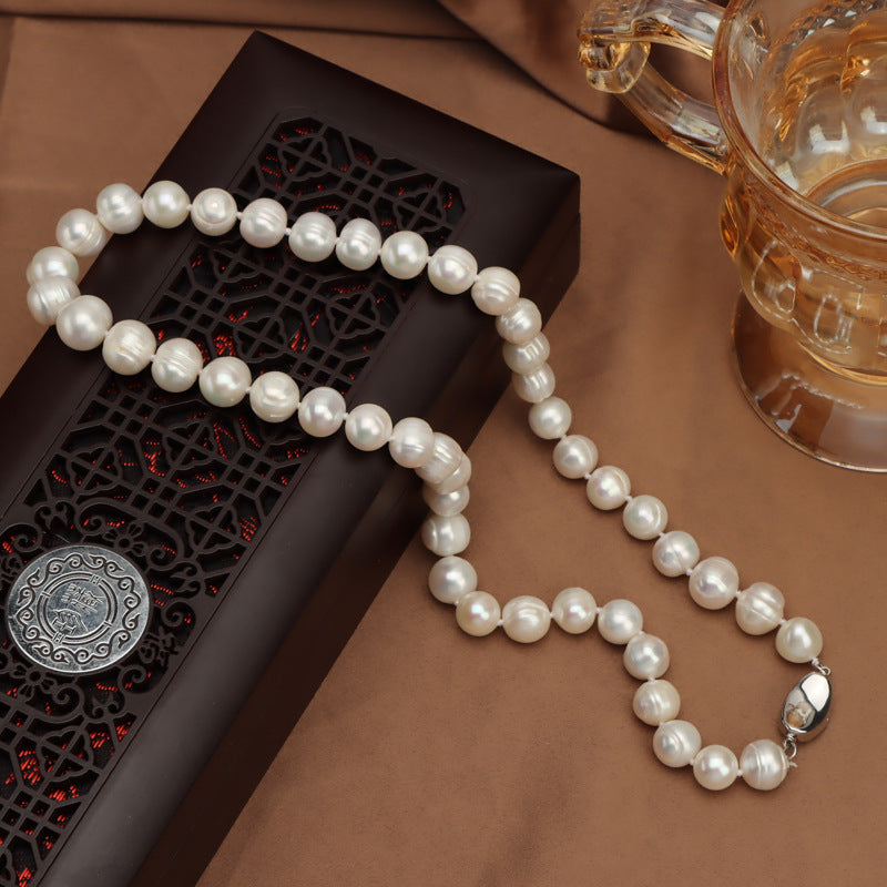 8-9MM NATURAL PEAR NECKLACE - {{ cuban link}} Chain