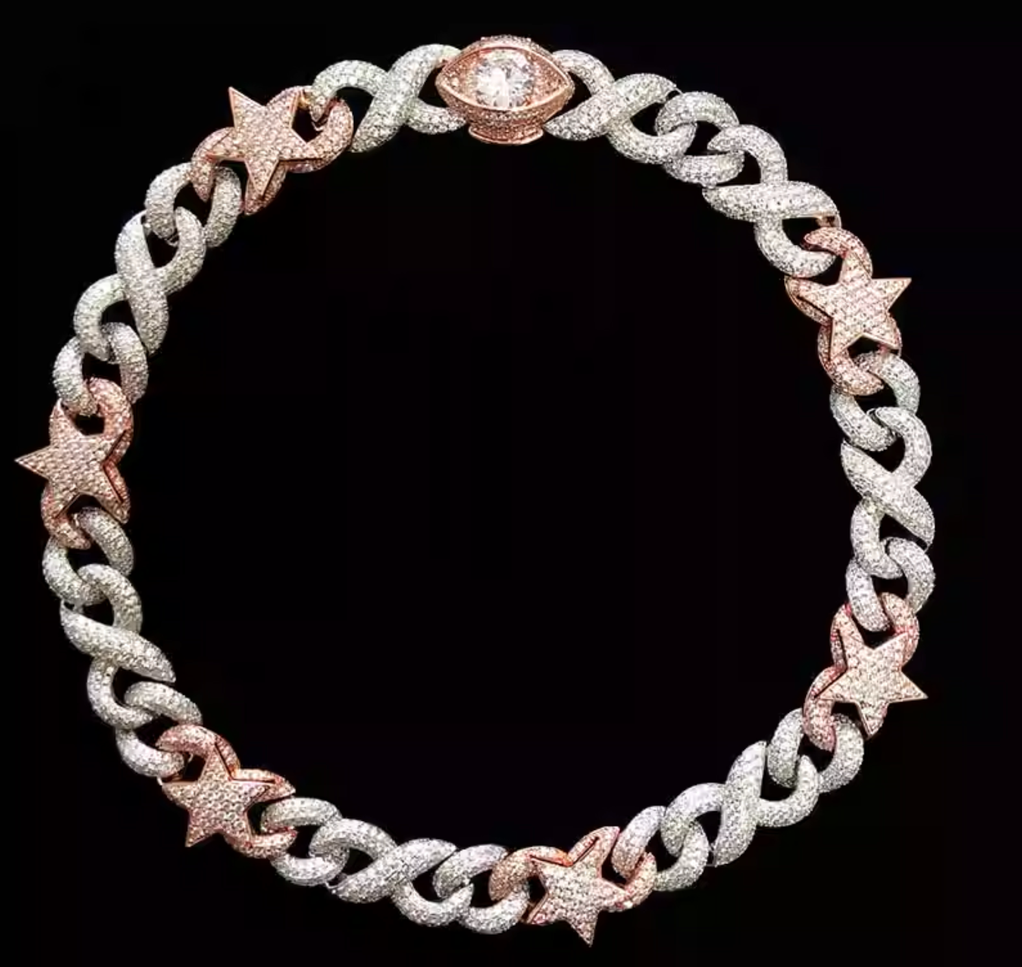 20MM The Eye of Hours 18K Gold Iced out Necklace