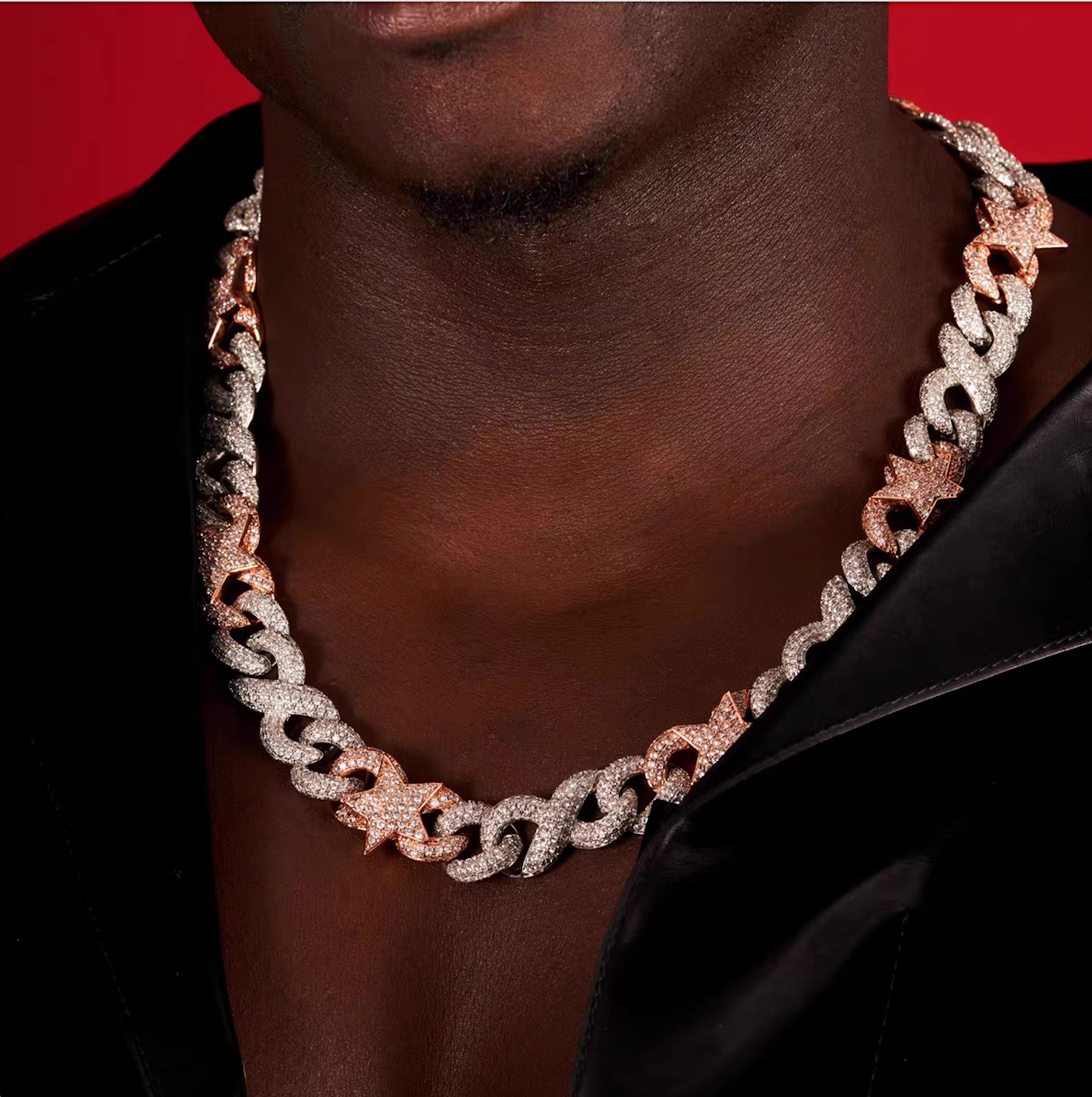 20MM The Eye of Hours 18K Gold Iced out Necklace