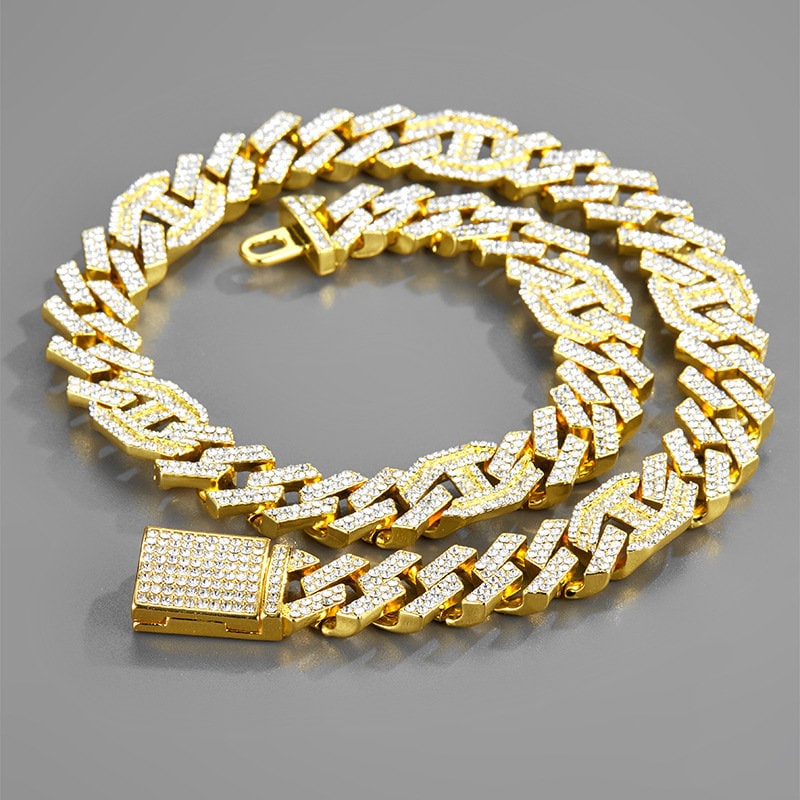 20mm14K Gold Plated Iced Cuban Chain - {{ cuban link}} Chain