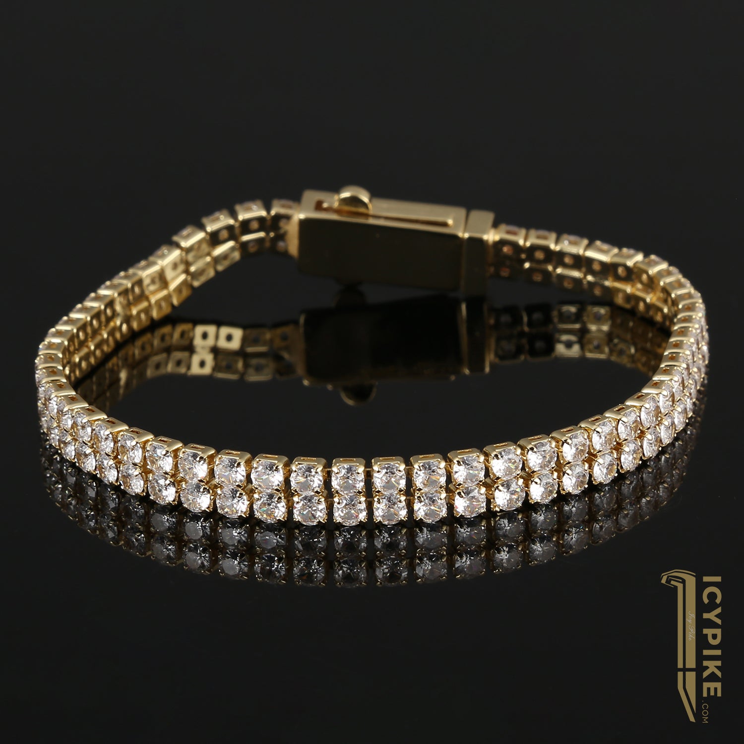 6mm 14k Gold Plated Prong Setting Tennis Bracelet - {{ cuban link}} Bracelet