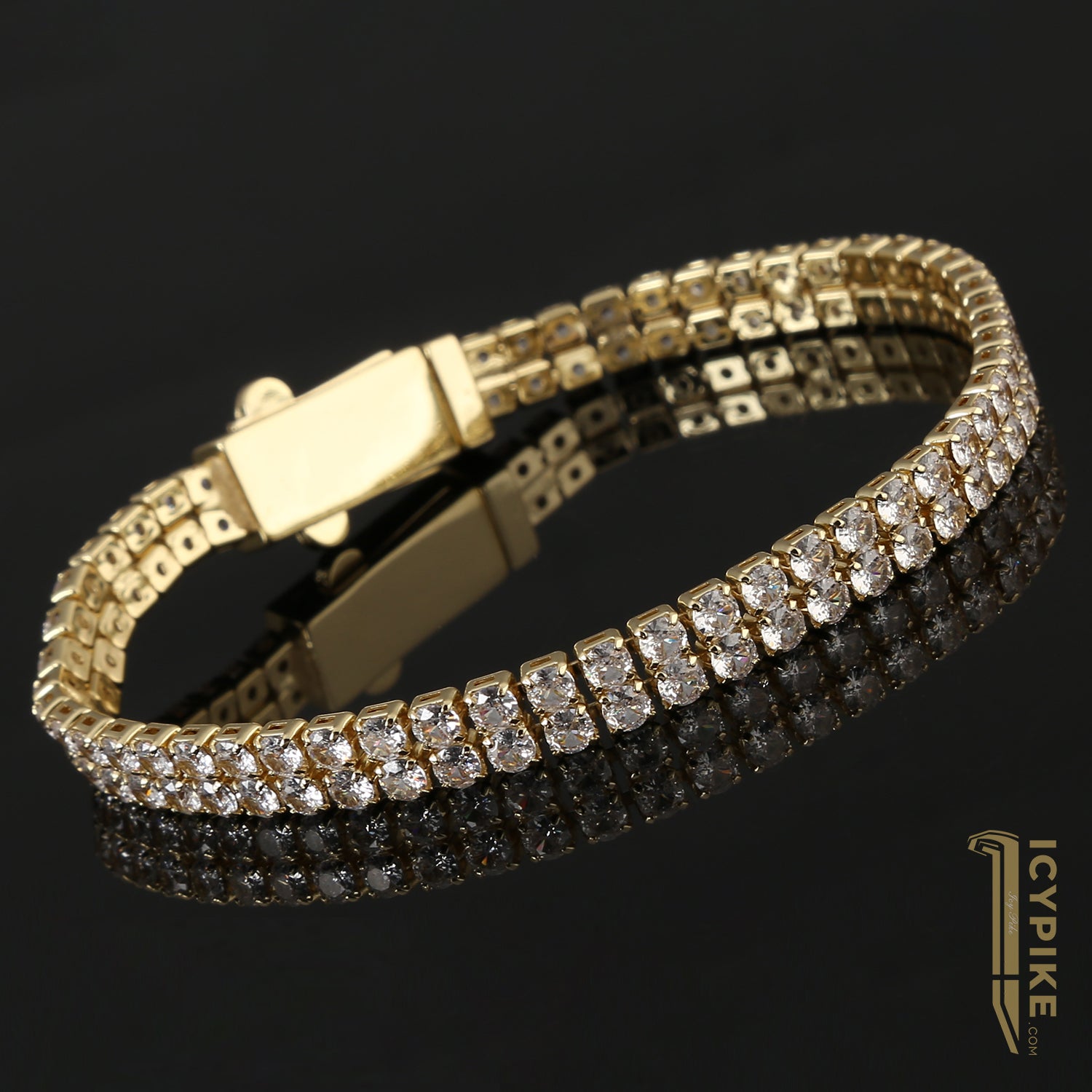 6mm 14k Gold Plated Prong Setting Tennis Bracelet - {{ cuban link}} Bracelet