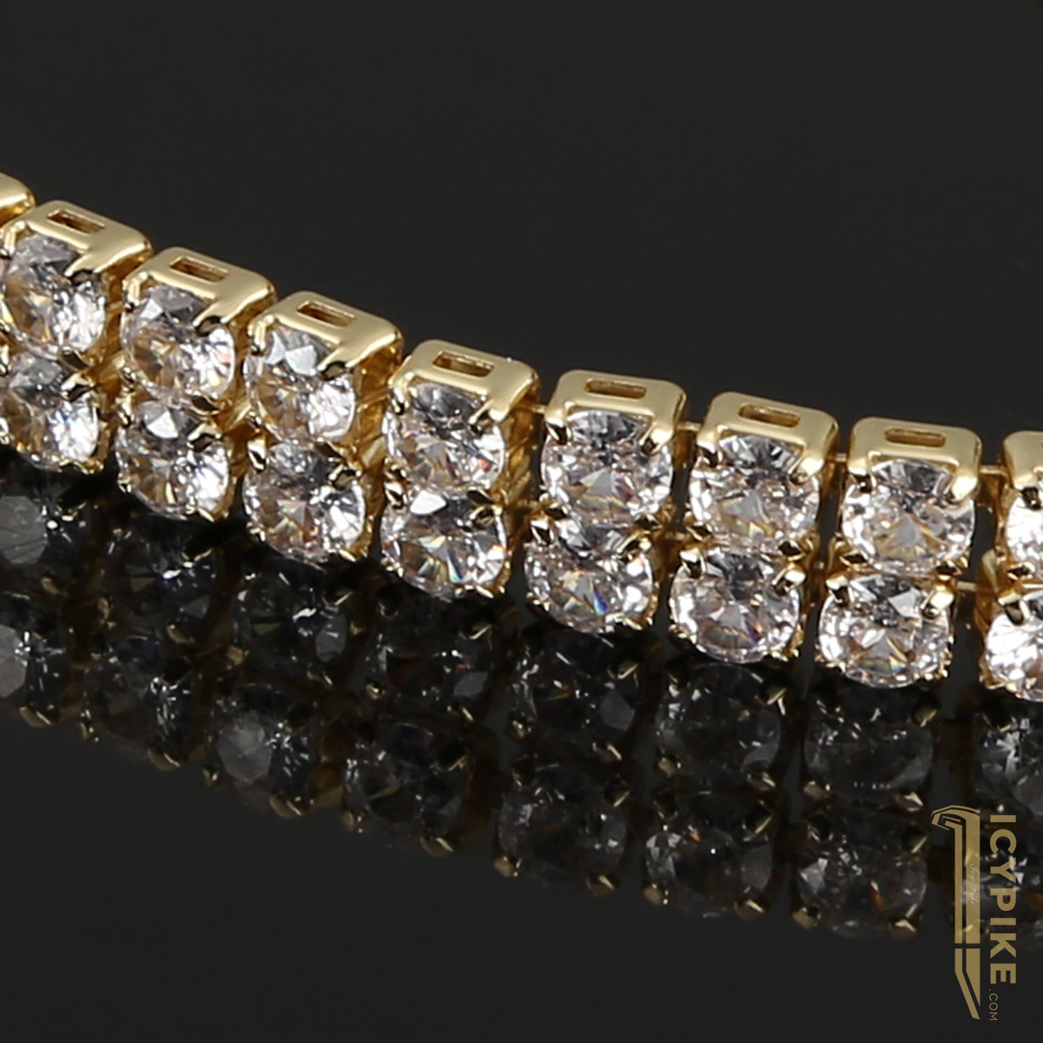 6mm 14k Gold Plated Prong Setting Tennis Bracelet - {{ cuban link}} Bracelet