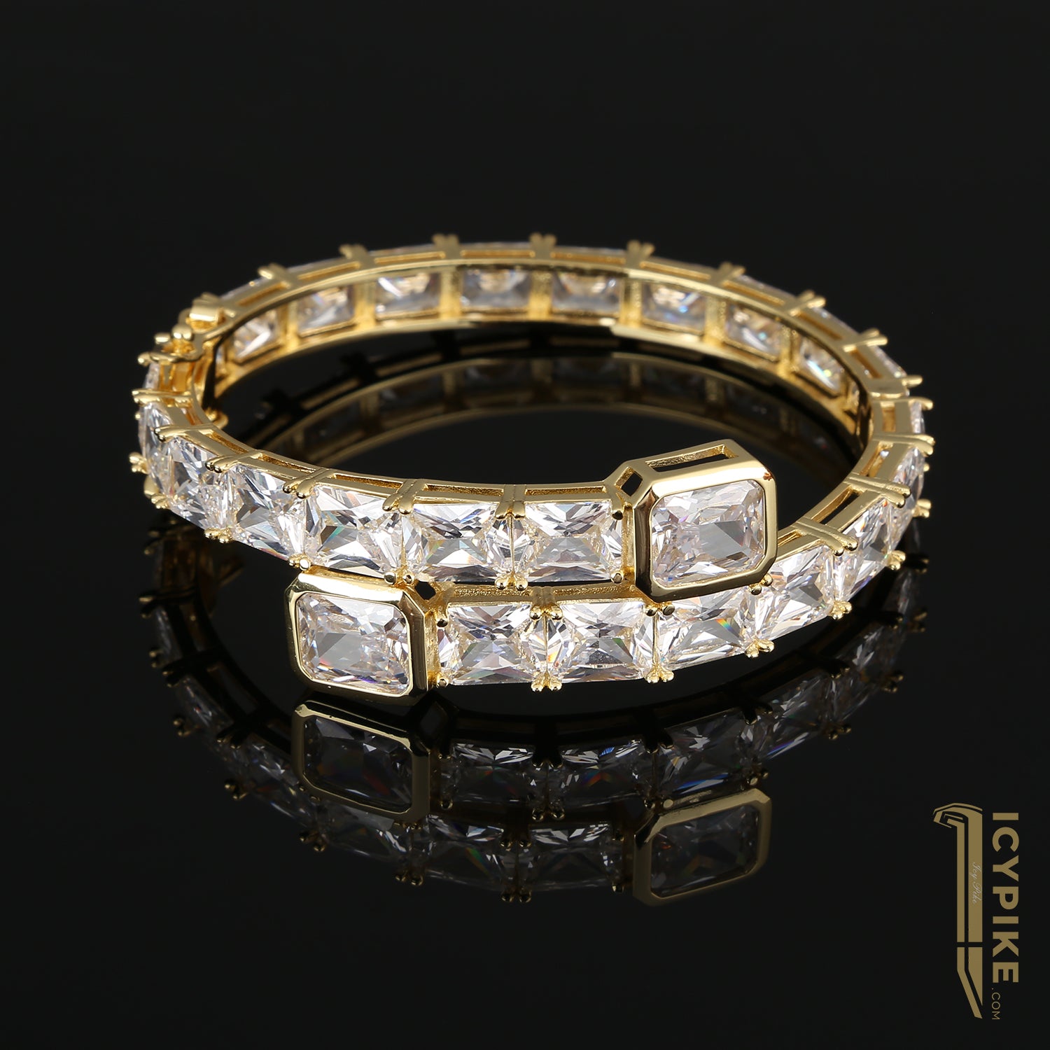 7.5mm-18mm 14K Gold Plated Ice Cube Bracelet - {{ cuban link}} Bracelet