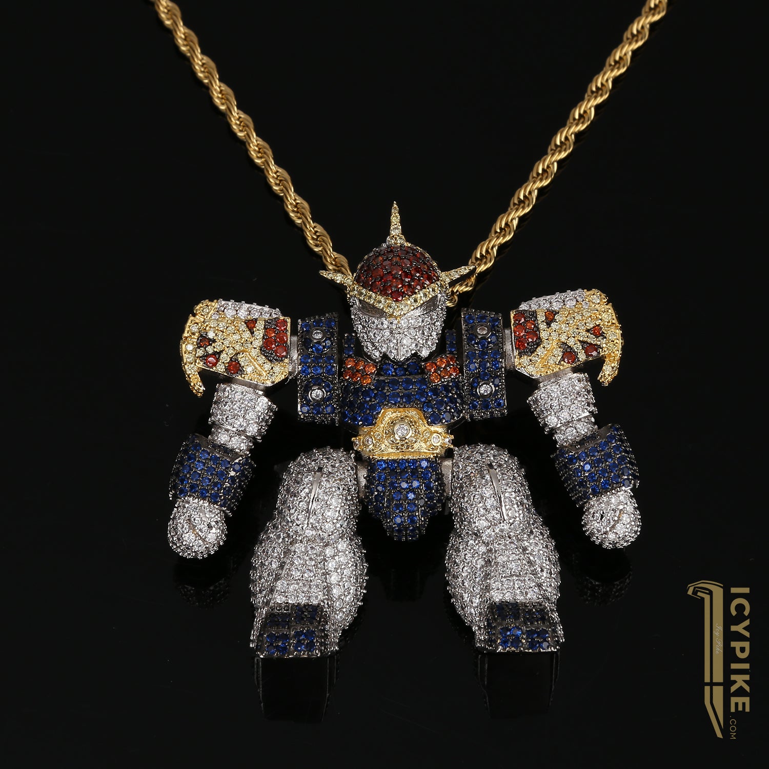 56mm*56mm*22mm 14K Gold Plated Divine Dragon Warrior Pendant - {{ cuban link}} Pendant