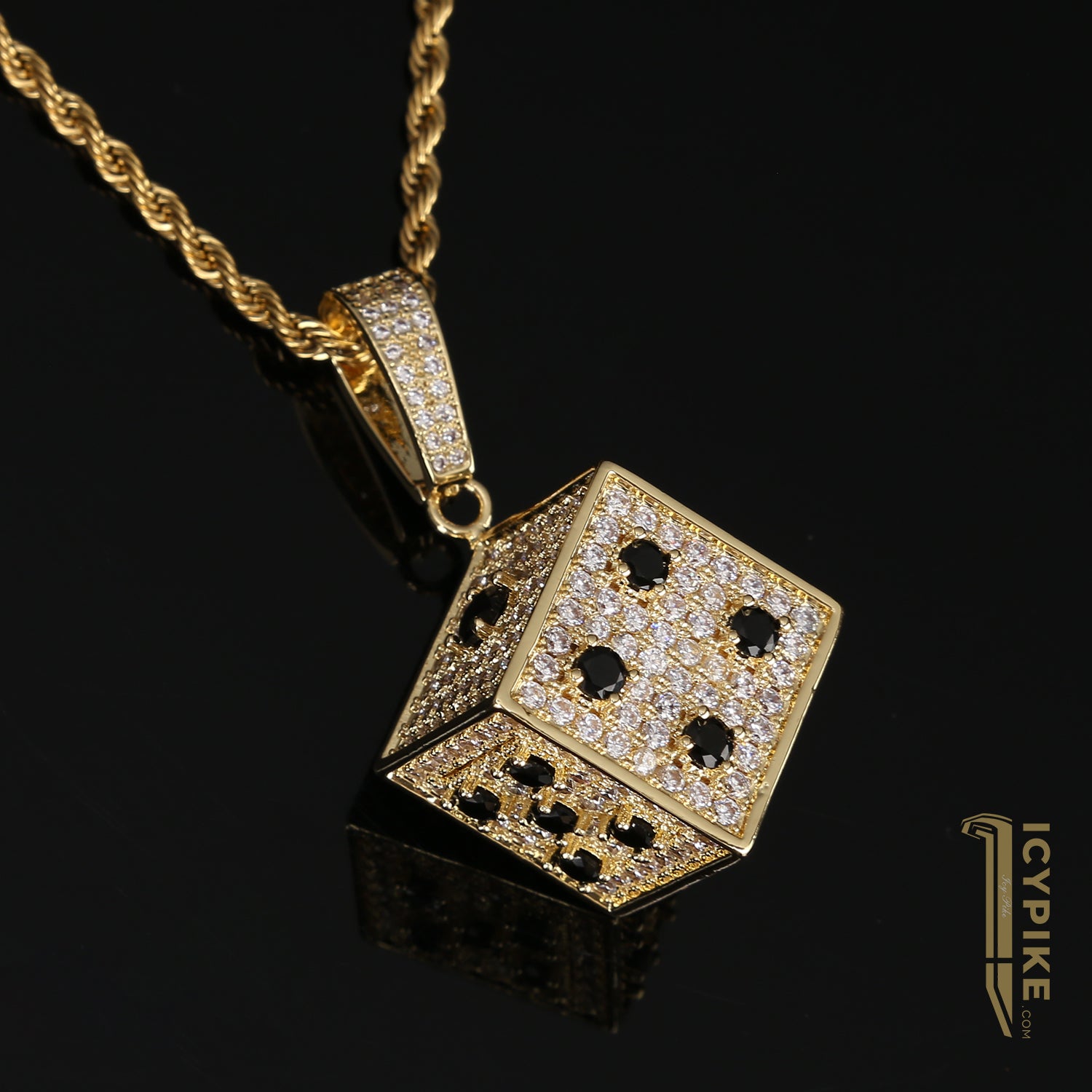 26mm*20mm*20mm 14K Gold Plated Dice Pendant - {{ cuban link}} Pendant