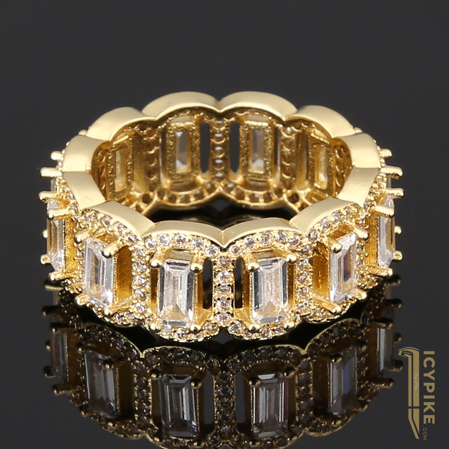 14K Gold Plated Baguette Ring - {{ cuban link}} Ring