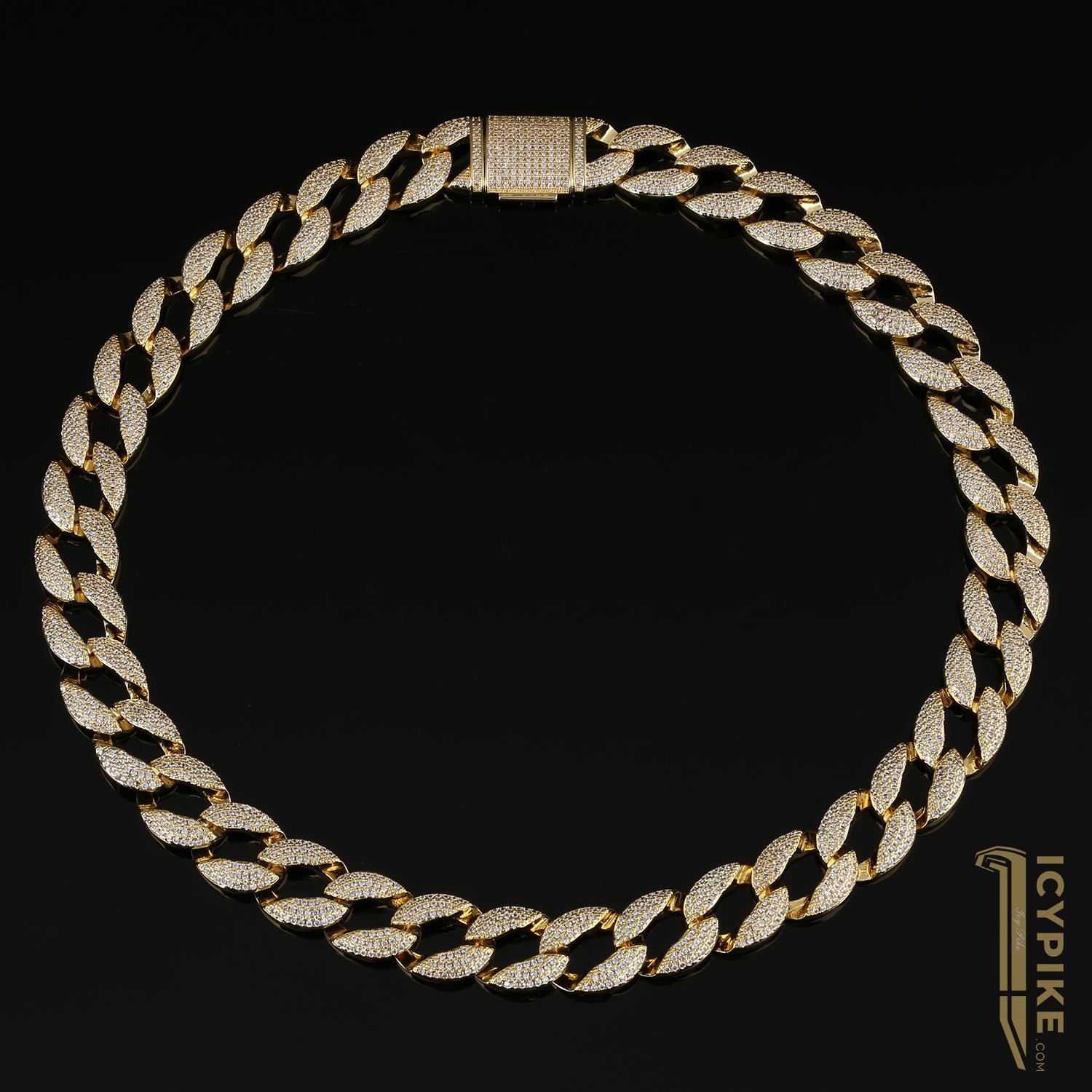 12mm - Cuban Link Chain - 14K Gold Bonded