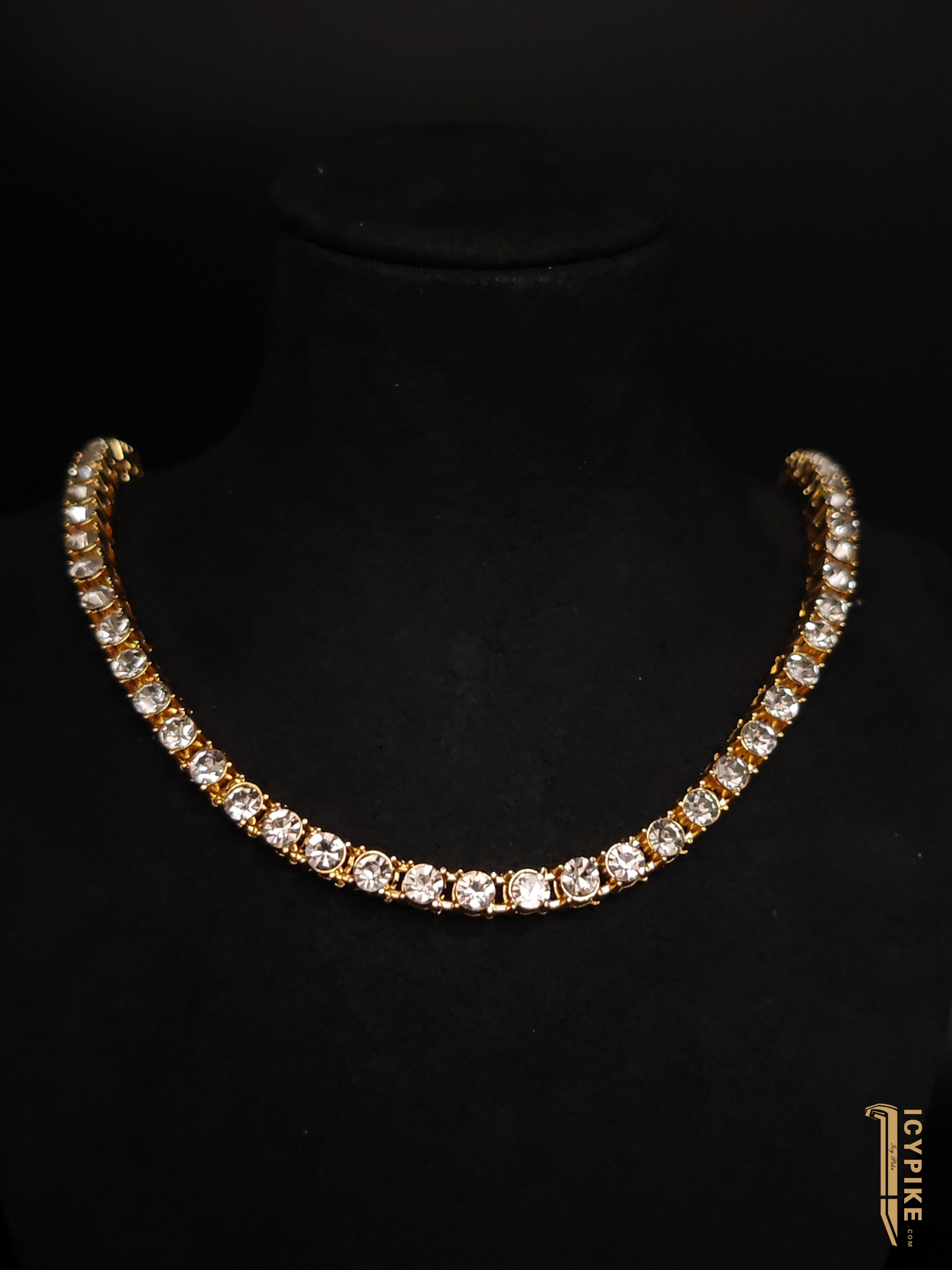 5mm Gold Plated Tennis Necklace - {{ cuban link}} Chain