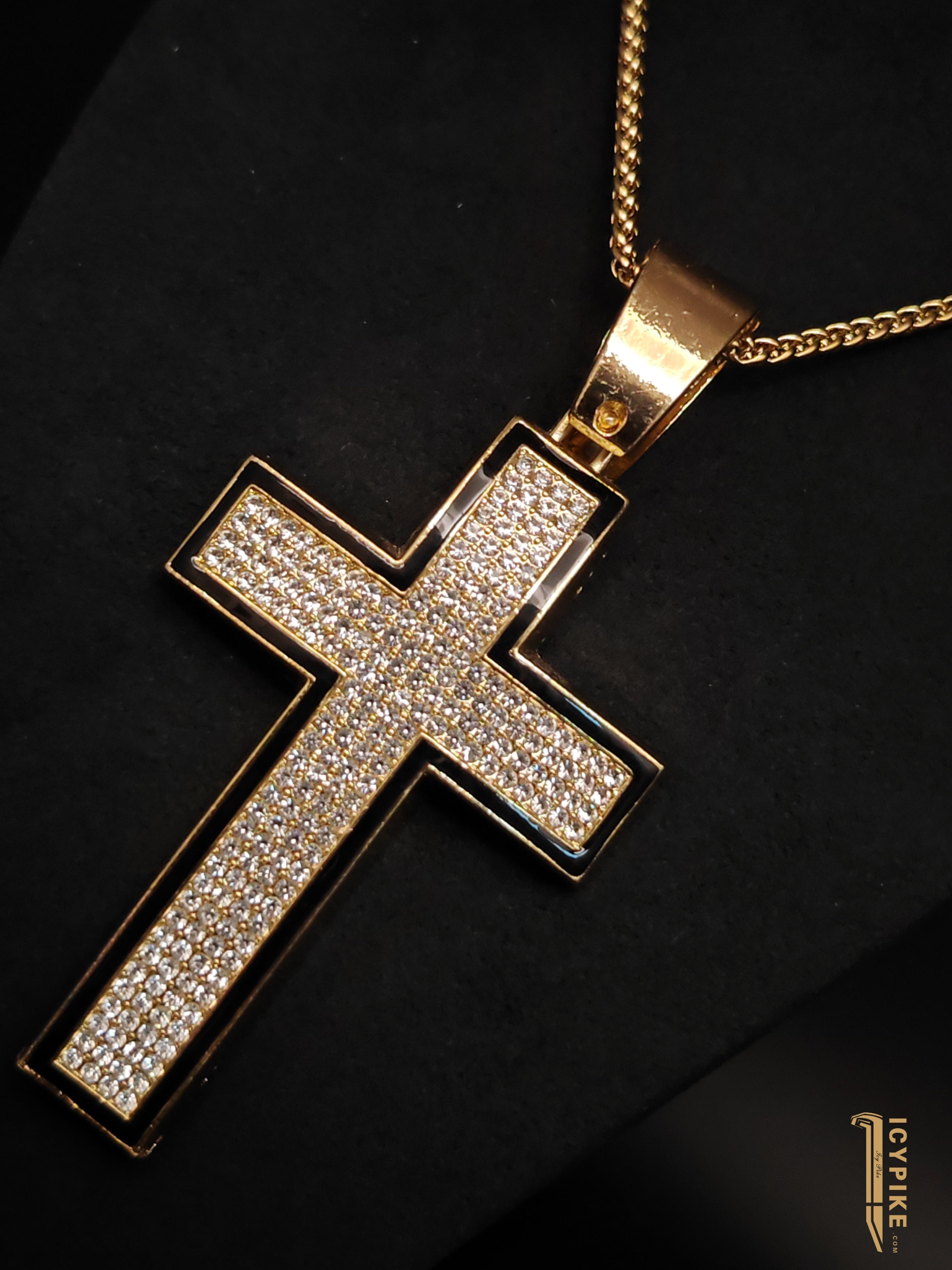80mm*50mm*17mm Gold Plated Cross Pendant - {{ cuban link}} Pendant