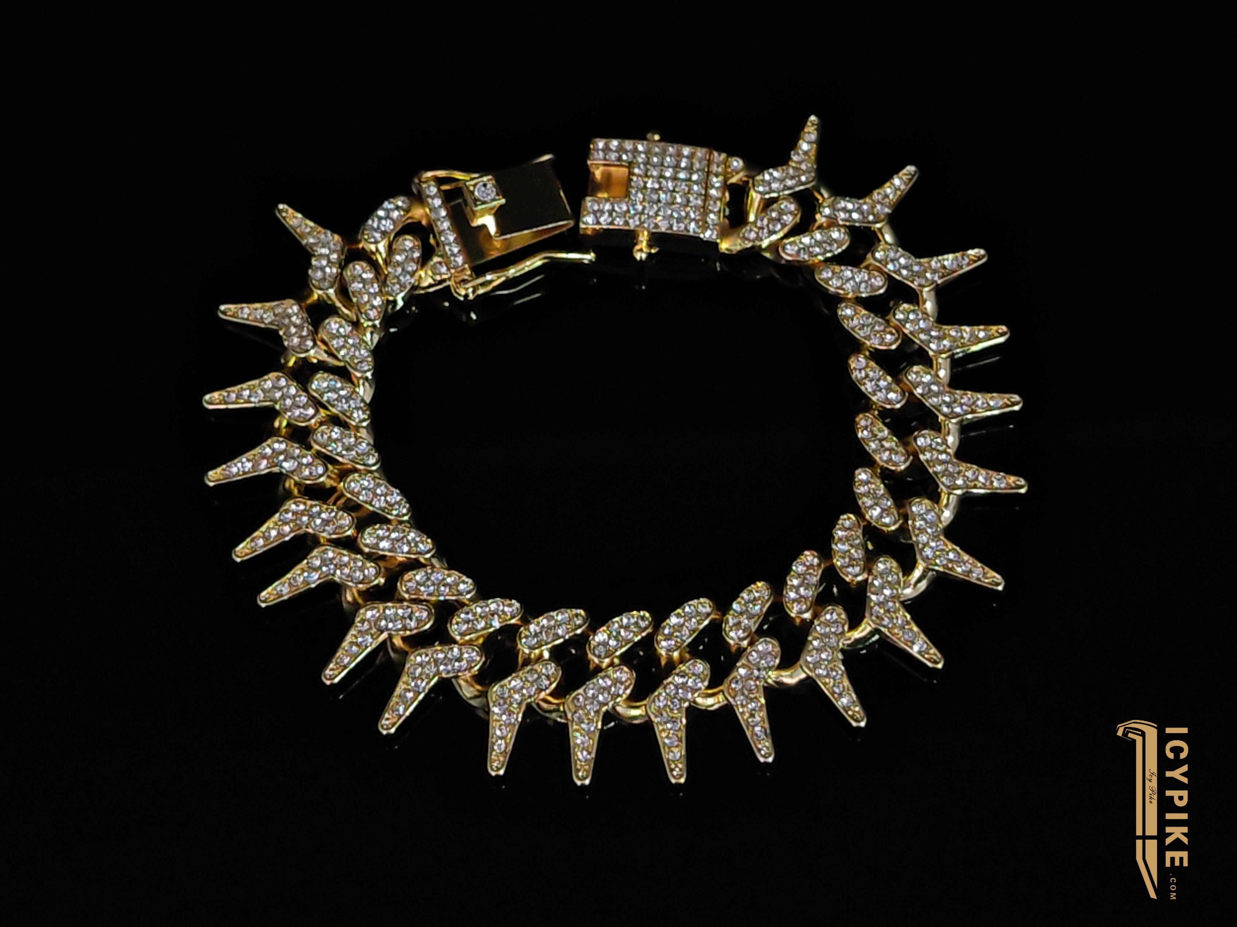 19mm Gold Plated Fish Bone Cuban Link Bracelet - {{ cuban link}} Bracelet
