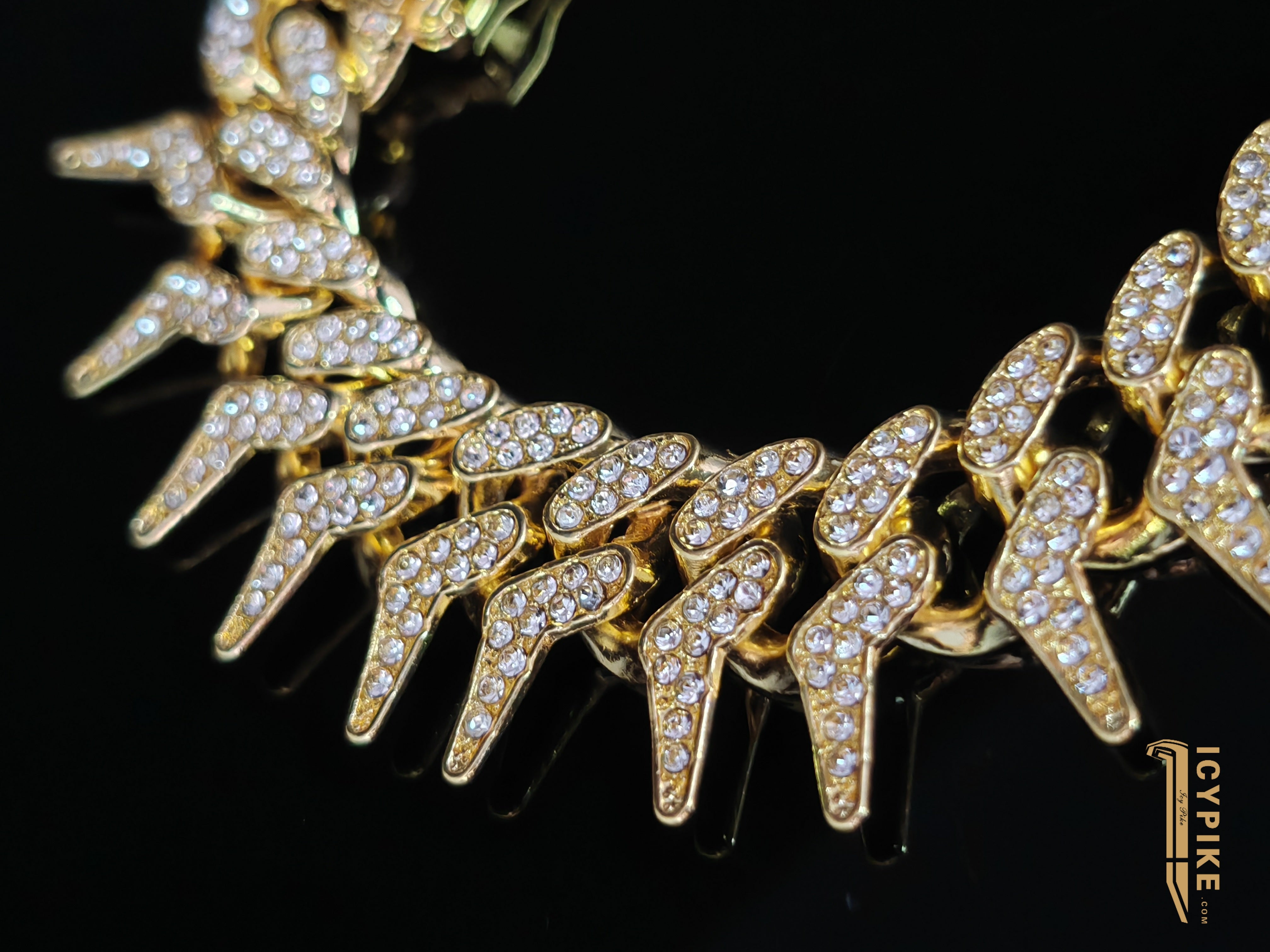 19mm Gold Plated Fish Bone Cuban Link Bracelet - {{ cuban link}} Bracelet
