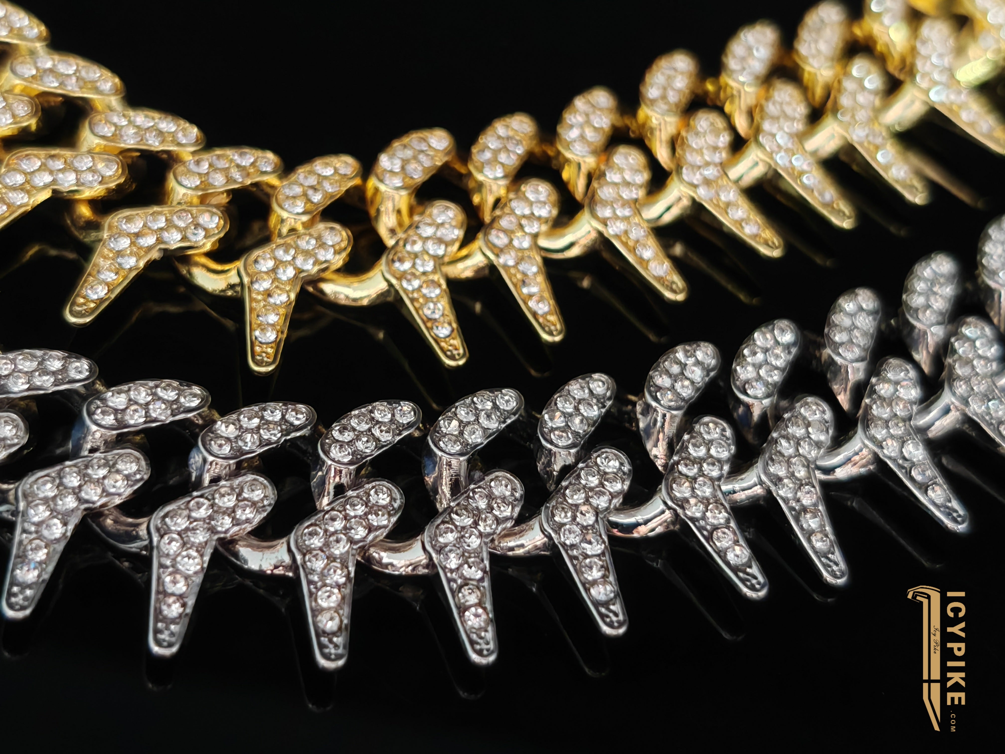 19mm Gold Plated Fish Bone Cuban Link Bracelet - {{ cuban link}} Bracelet