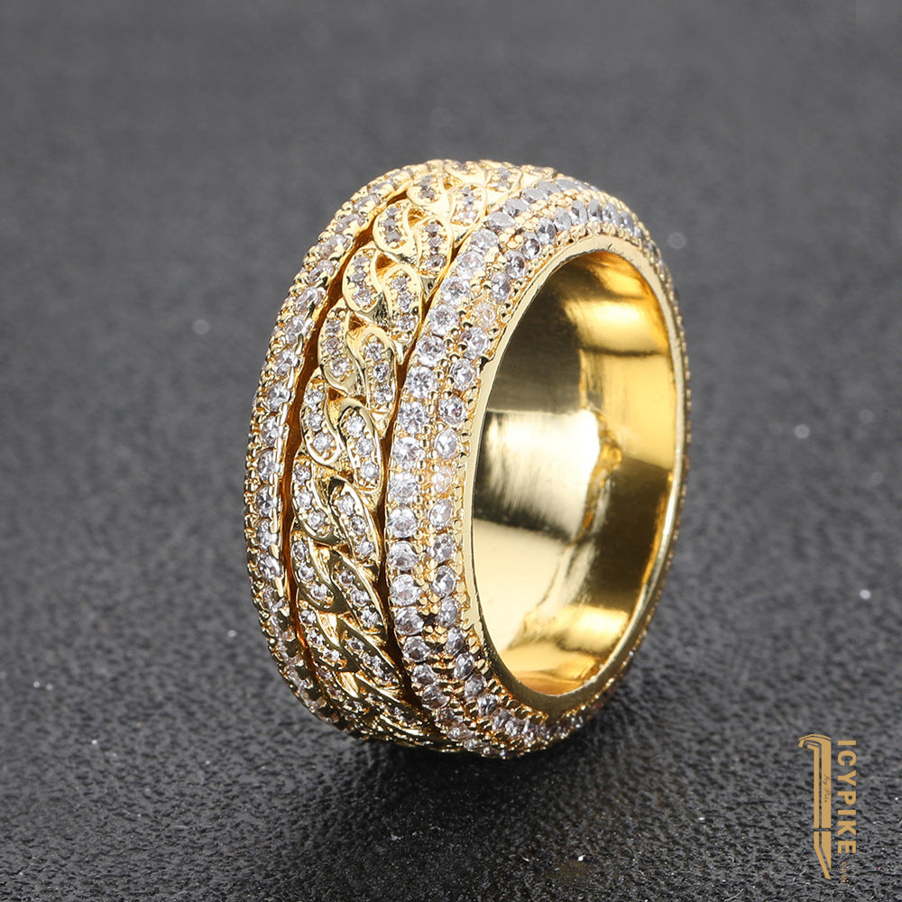 18K Gold Plated Cuban Iced Ring - {{ cuban link}} Ring