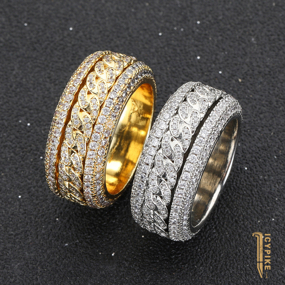 18K Gold Plated Cuban Iced Ring - {{ cuban link}} Ring