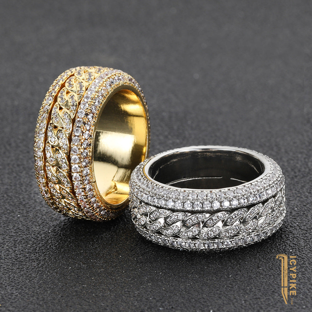 18K Gold Plated Cuban Iced Ring - {{ cuban link}} Ring