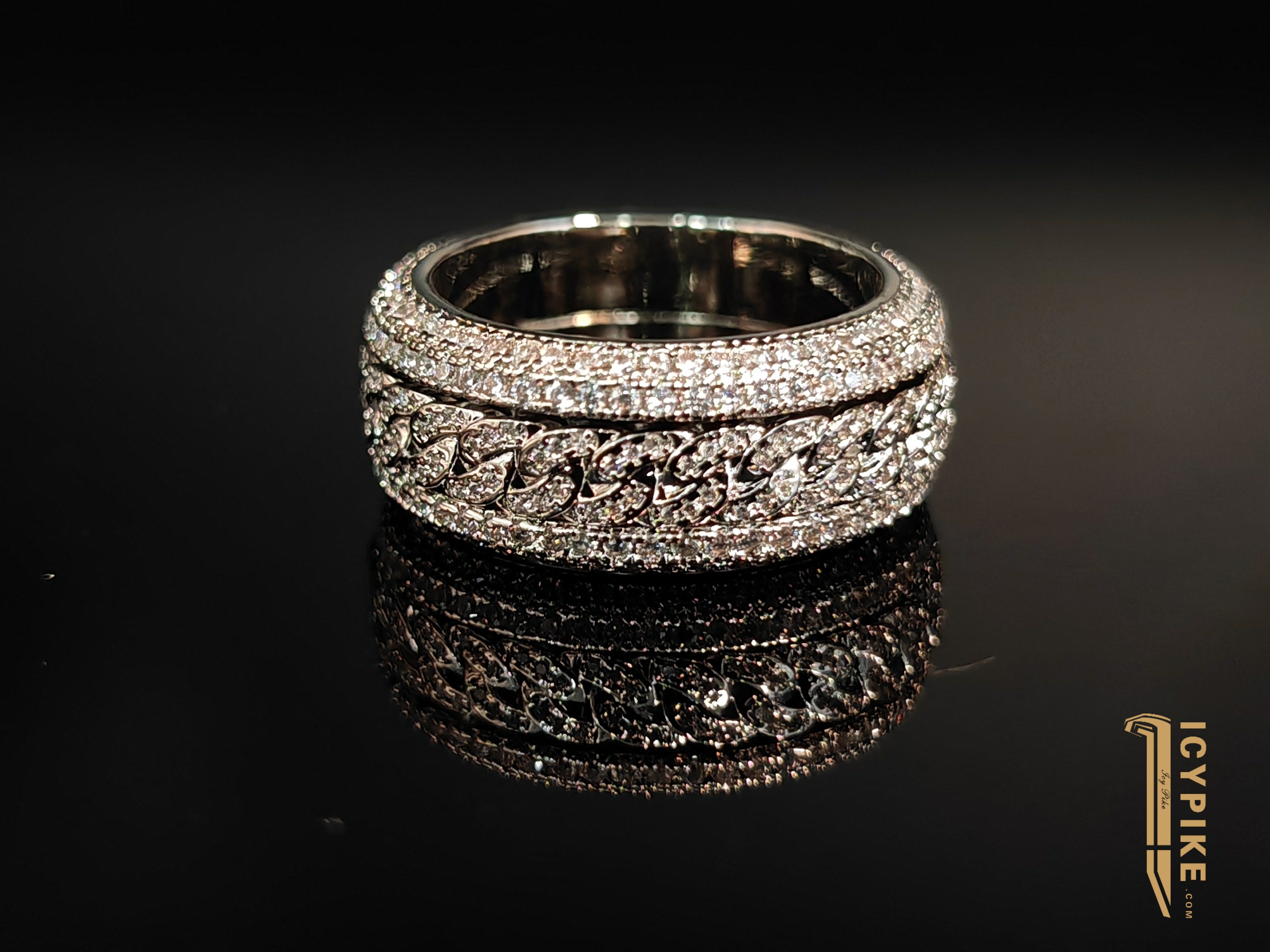 18K Gold Plated Cuban Iced Ring - {{ cuban link}} Ring