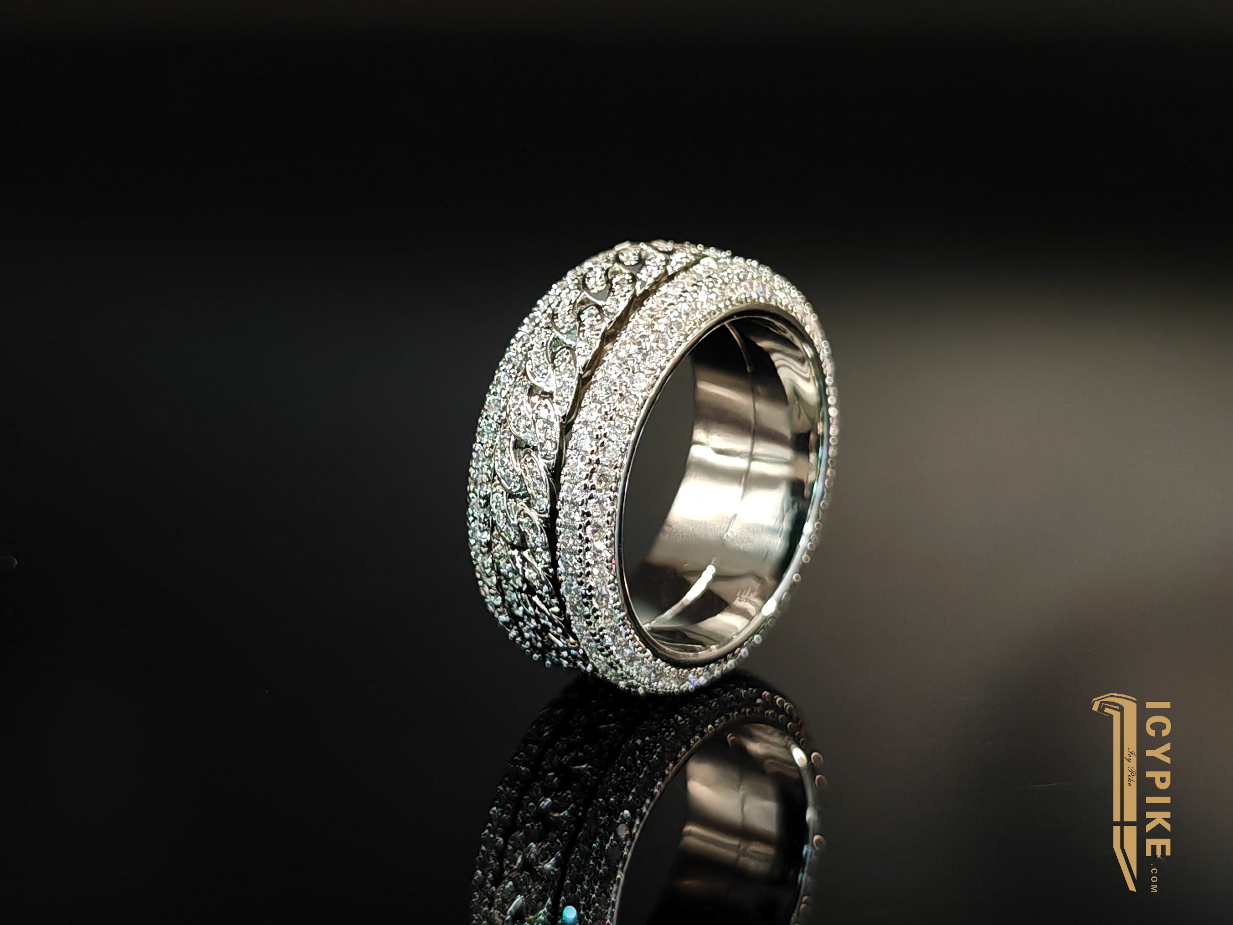 18K Gold Plated Cuban Iced Ring - {{ cuban link}} Ring