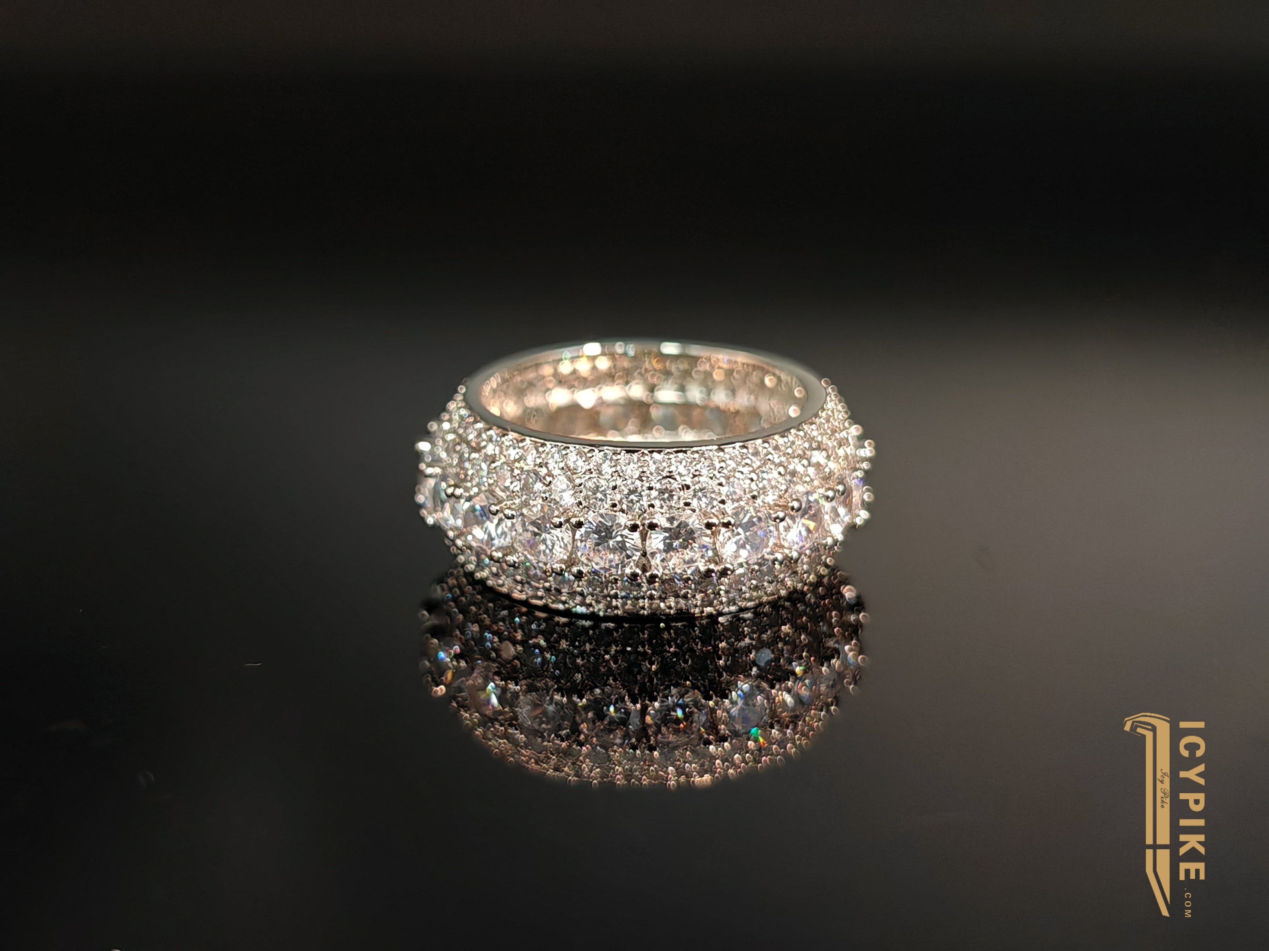 18K Gold Plated Five Rows Full Set Ring - {{ cuban link}} Ring
