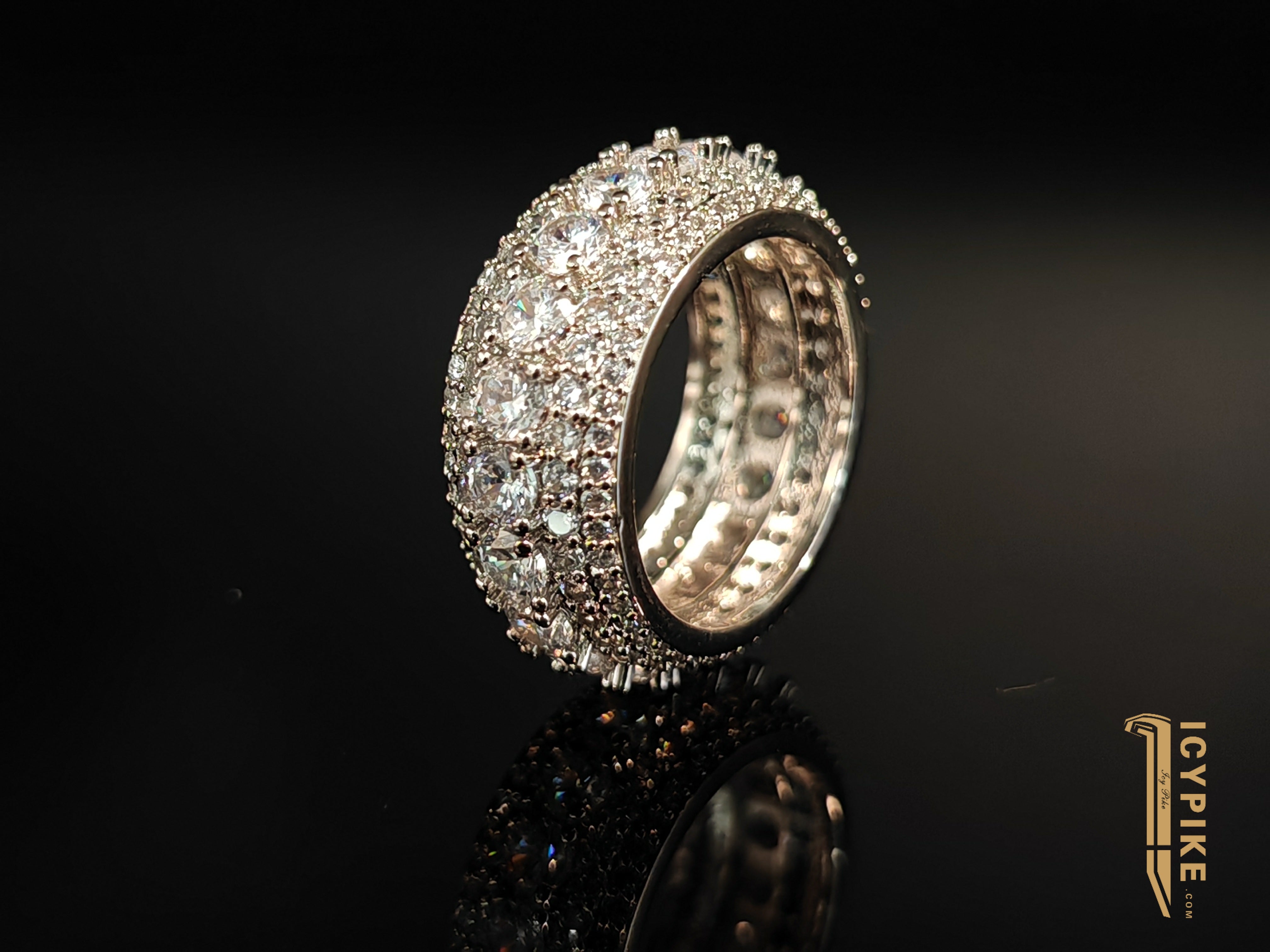 18K Gold Plated Five Rows Full Set Ring - {{ cuban link}} Ring