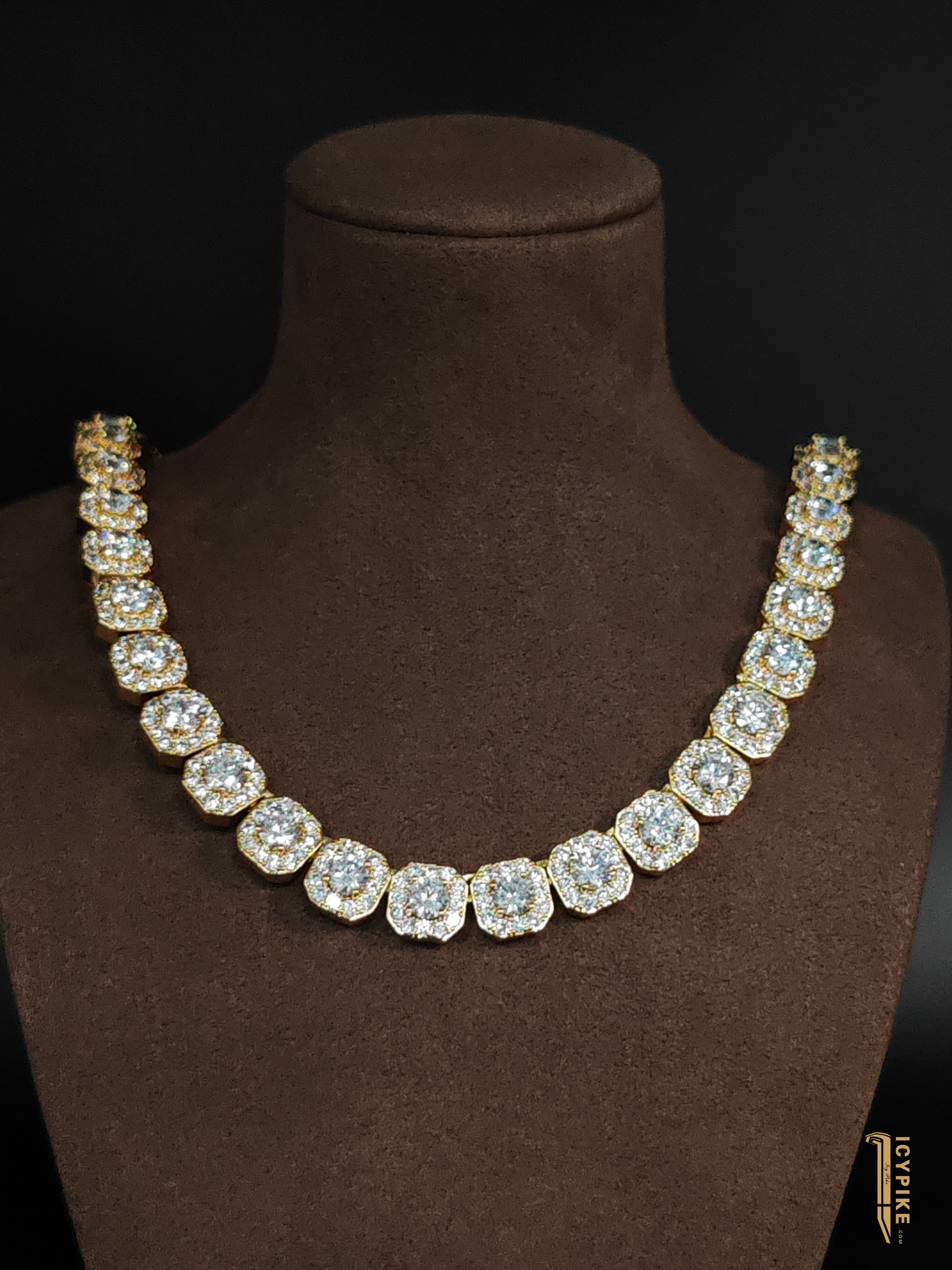 11mm 18K Gold Plated Ice Cube Necklace - {{ cuban link}} Chain