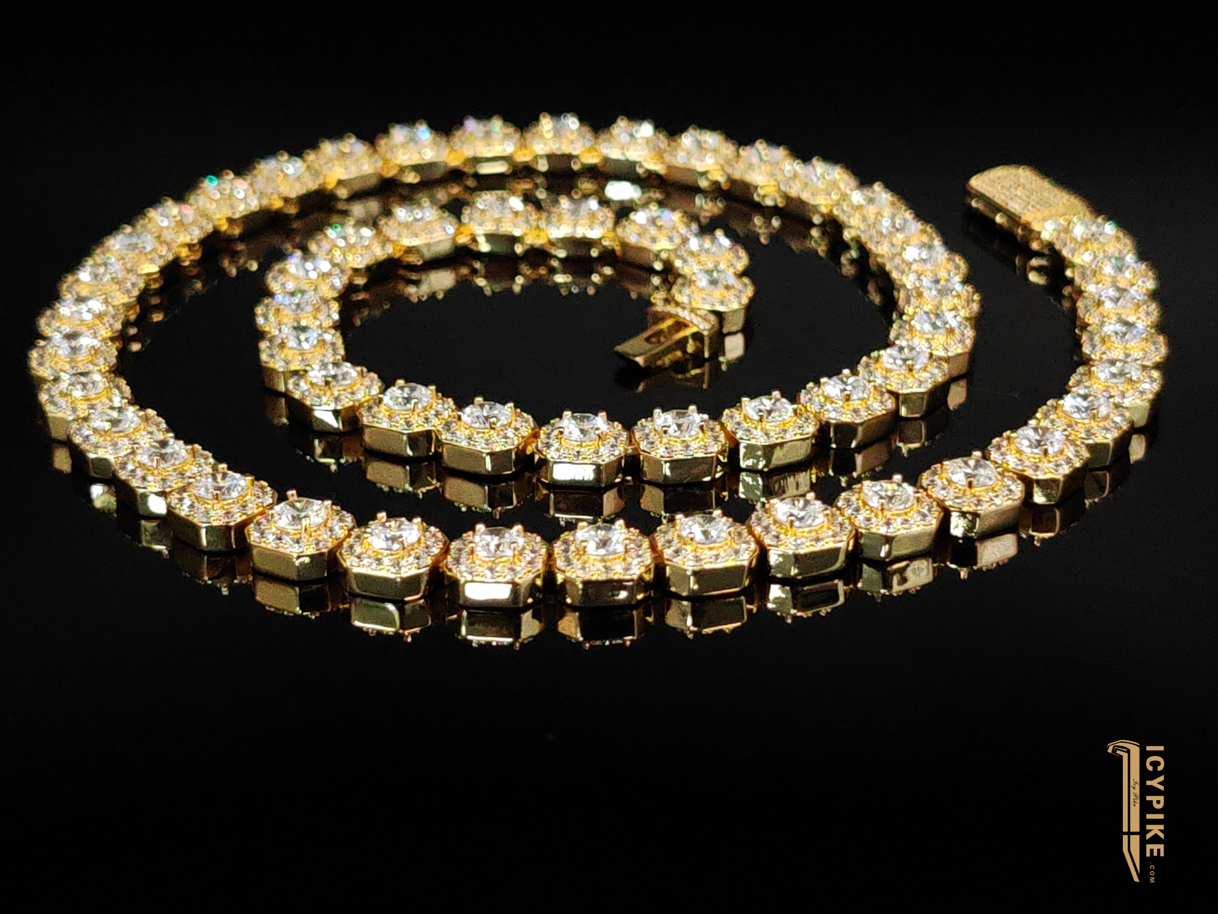 11mm 18K Gold Plated Ice Cube Necklace - {{ cuban link}} Chain