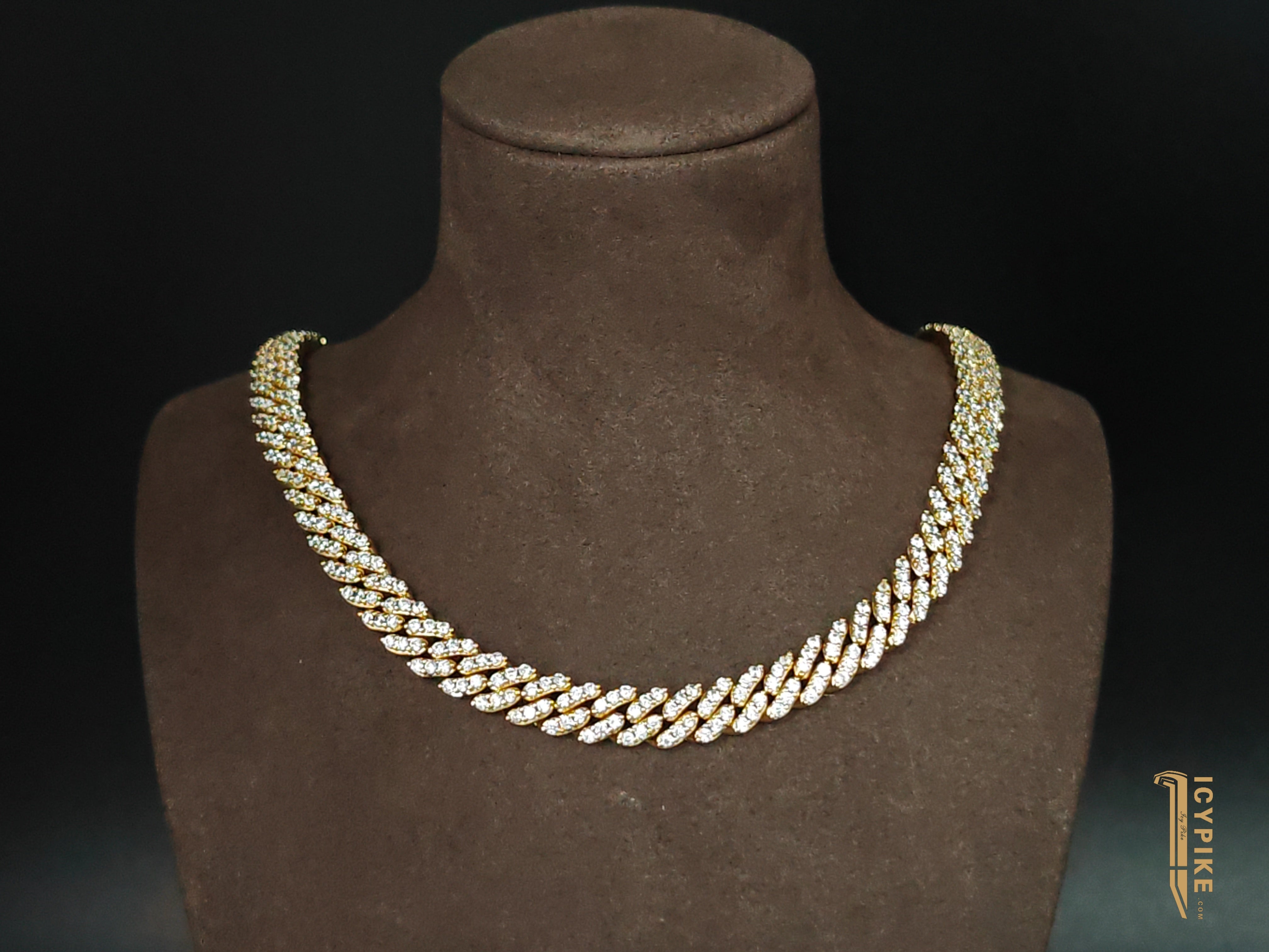 8MM DIAMOND PRONG CUBAN CHAIN IN 18 K WHITE/Yellow GOLD - {{ cuban link}} Chain