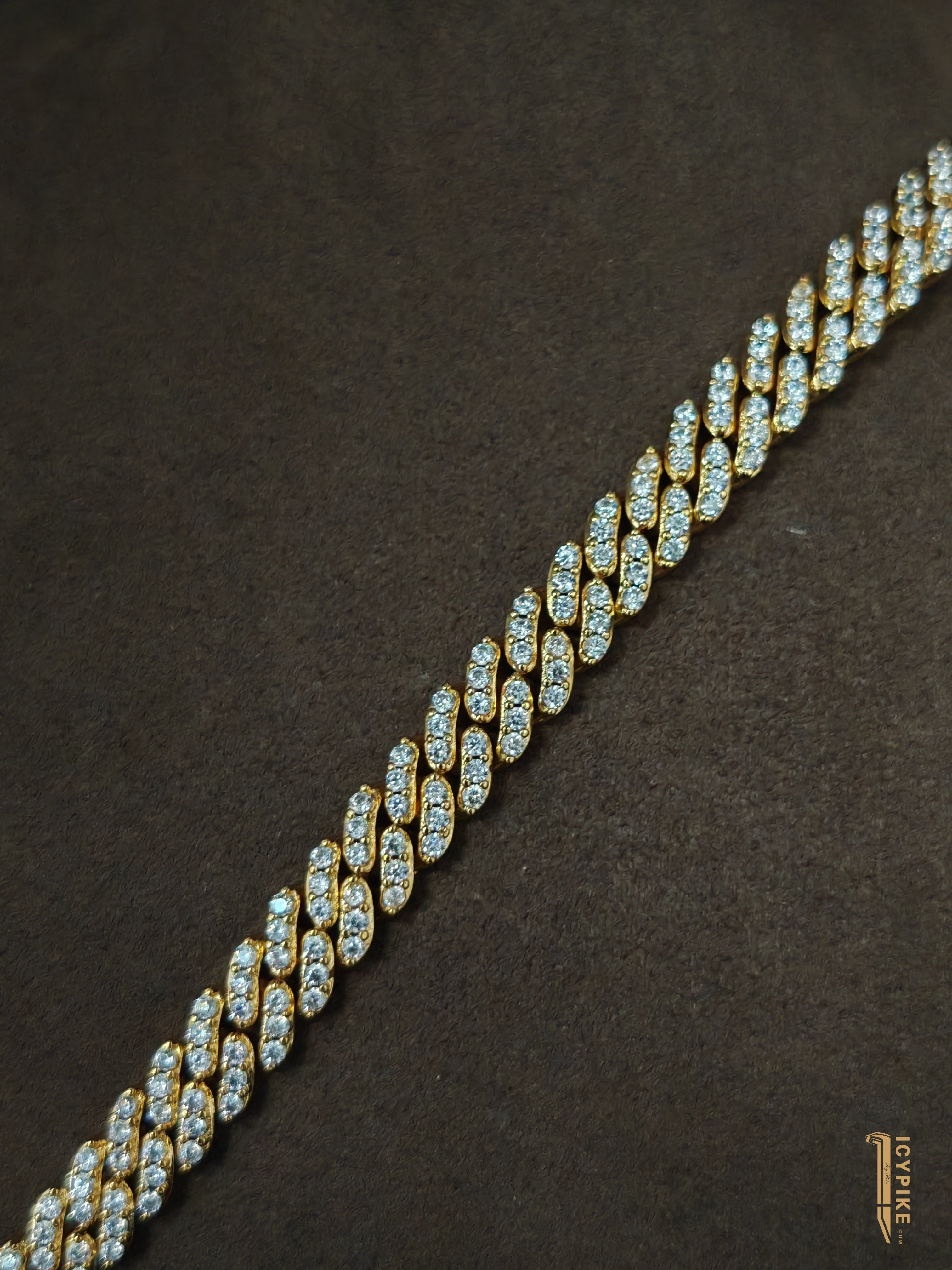 8MM DIAMOND PRONG CUBAN CHAIN IN 18 K WHITE/Yellow GOLD - {{ cuban link}} Chain