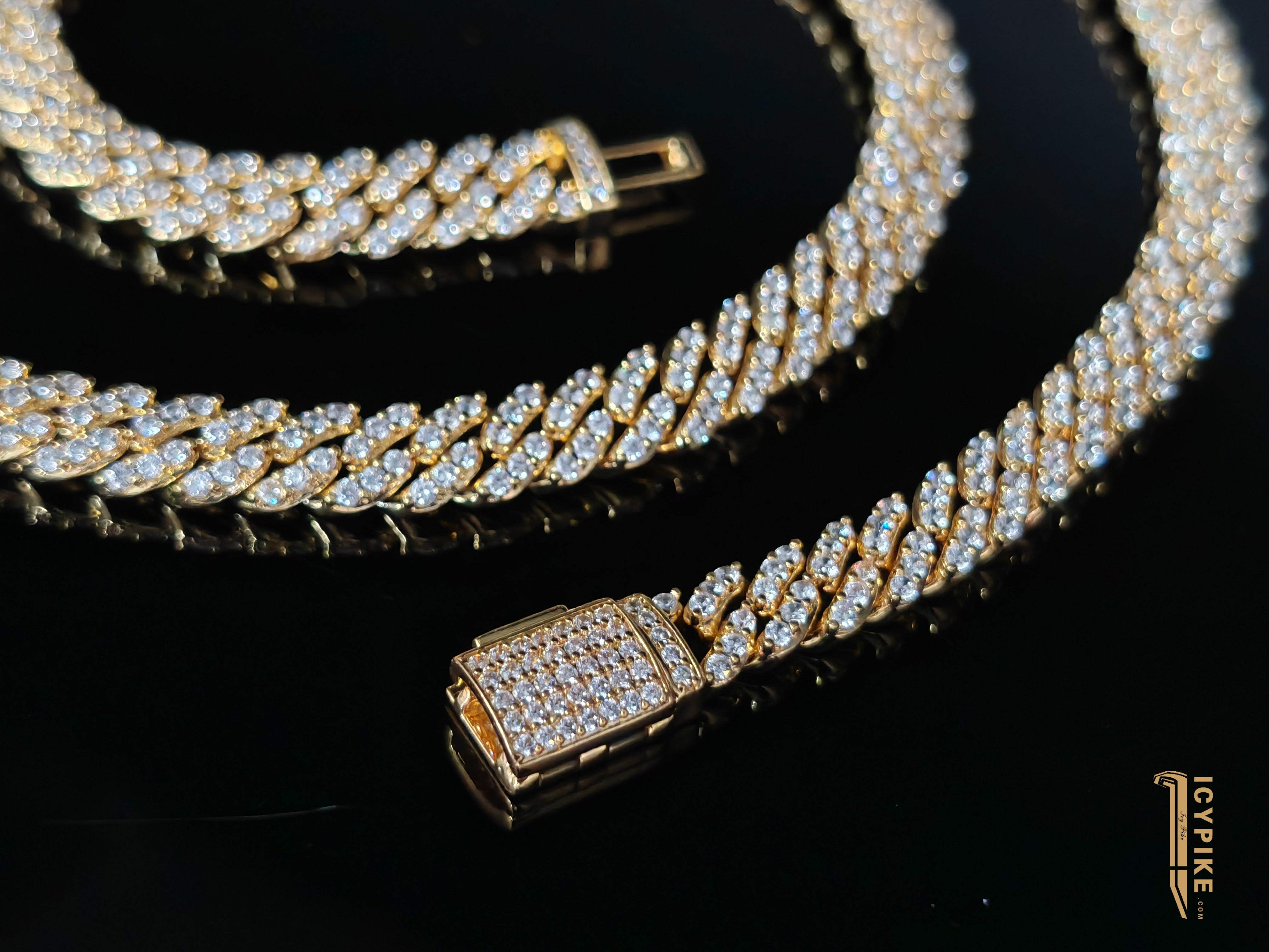 8MM DIAMOND PRONG CUBAN CHAIN IN 18 K WHITE/Yellow GOLD - {{ cuban link}} Chain
