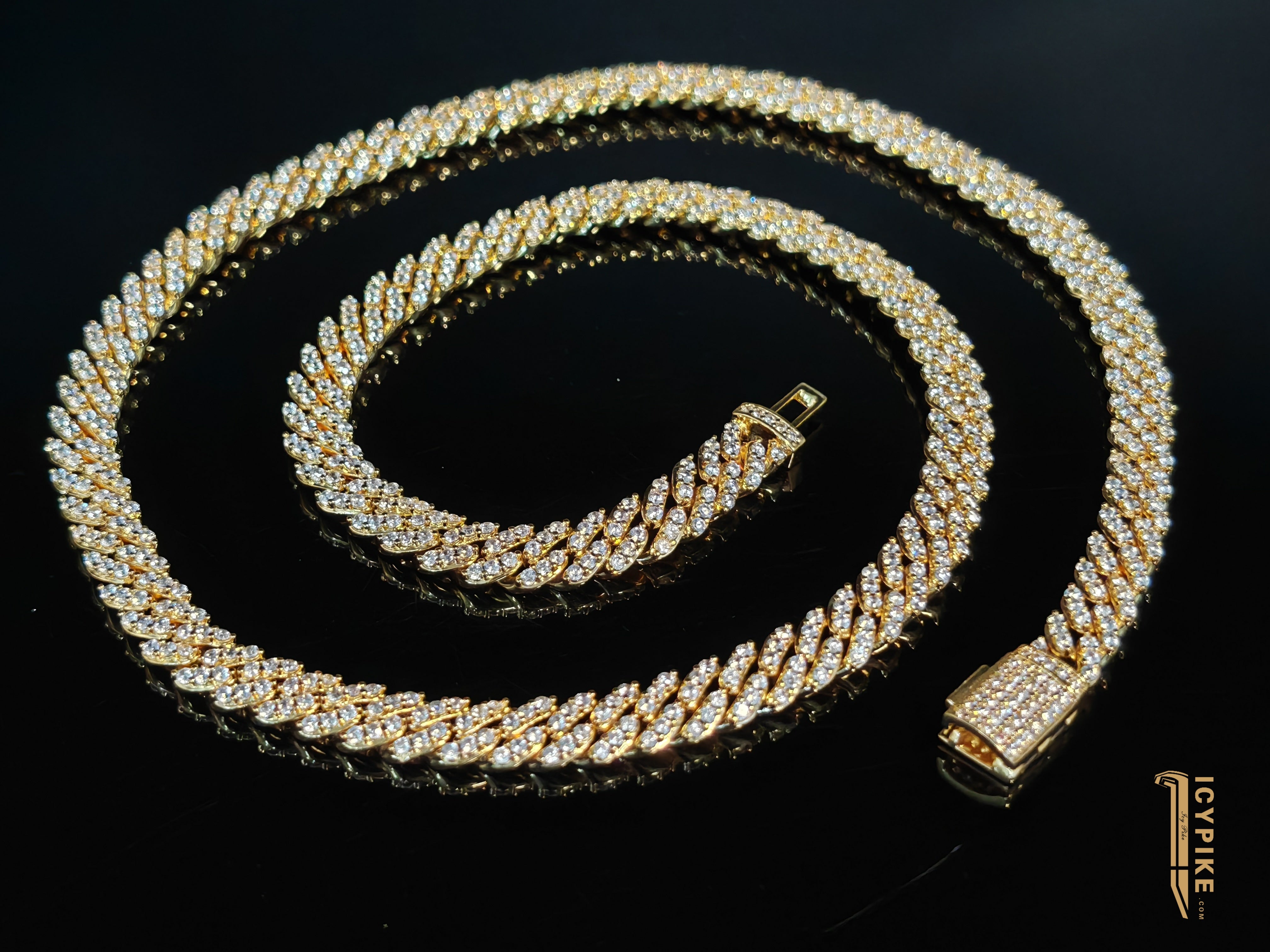8MM DIAMOND PRONG CUBAN CHAIN IN 18 K WHITE/Yellow GOLD - {{ cuban link}} Chain