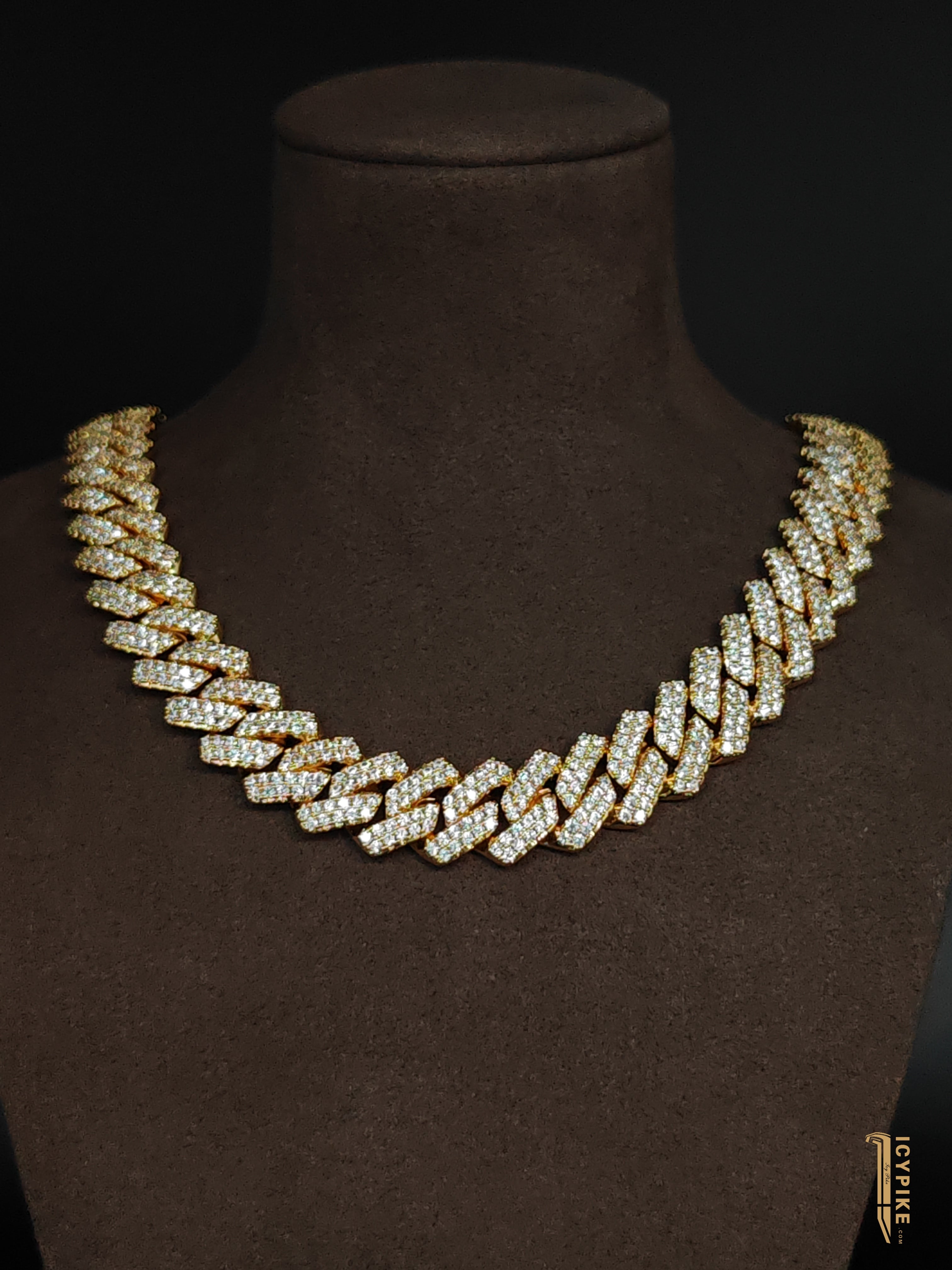 14MM TWO-ROW PRONG 18K GOLD CUBAN LINK CHAIN - {{ cuban link}} Chain