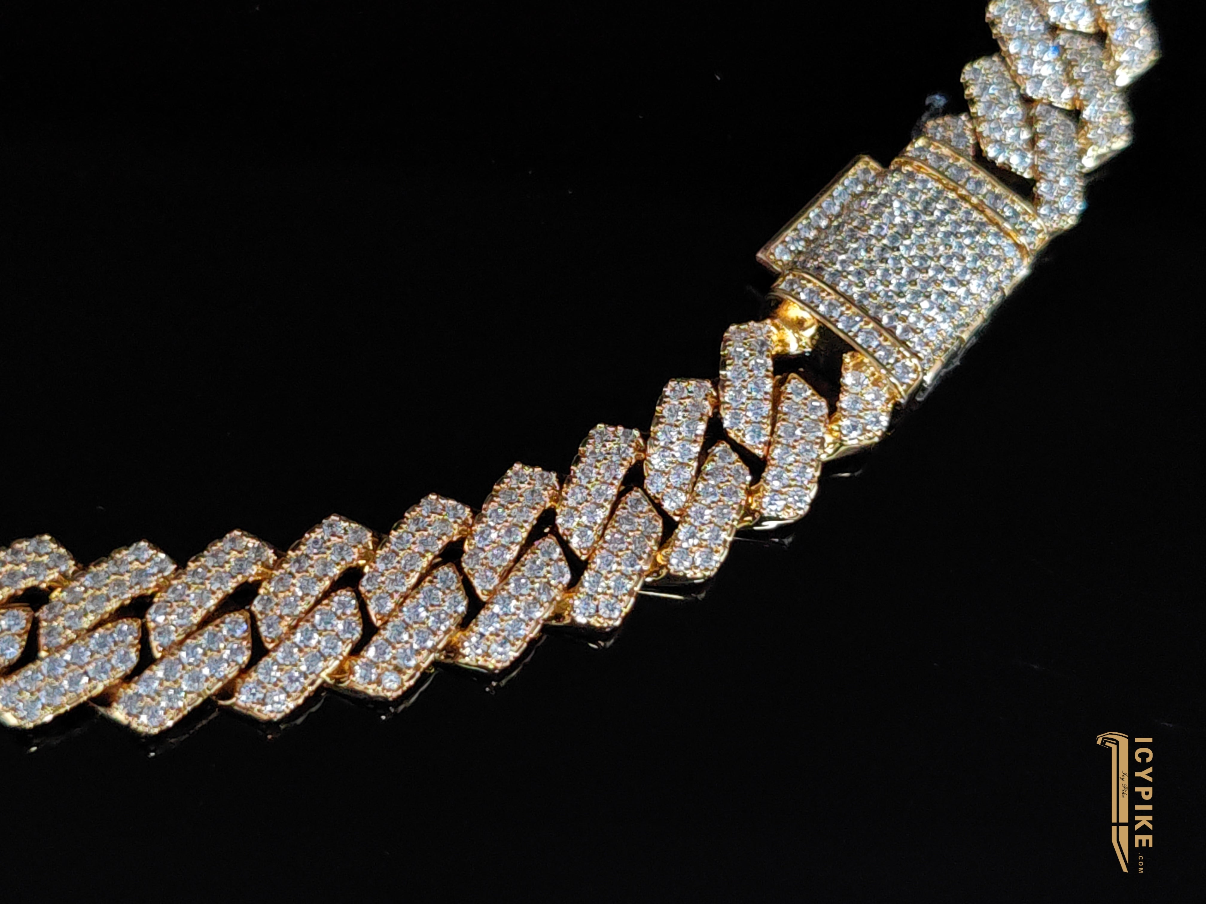 14MM TWO-ROW PRONG 18K GOLD CUBAN LINK CHAIN - {{ cuban link}} Chain