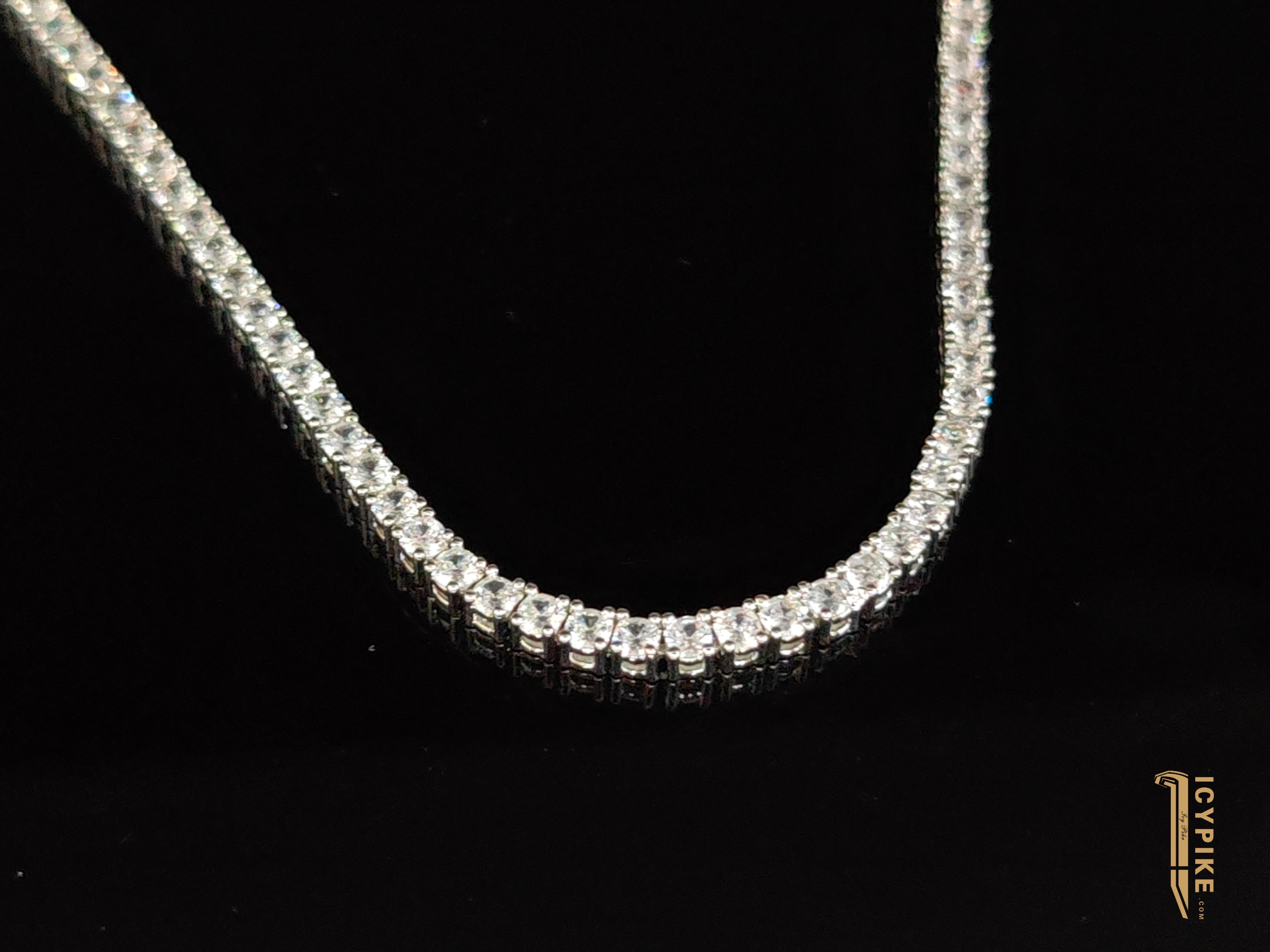 3MM 18K GOLD PLATED ROUND CUT DIAMOND TENNIS CHAIN - {{ cuban link}} Chain